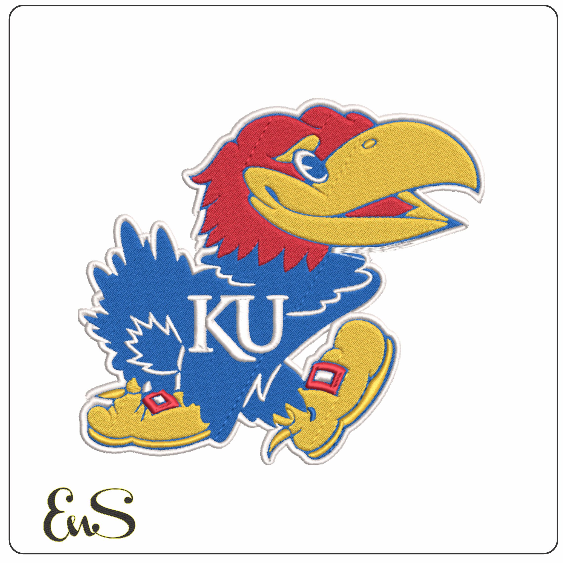 Kansas Jayhawks embroidery design - University of Kansas Logo embroidery machine pattern embroidery file - instant download in a frame