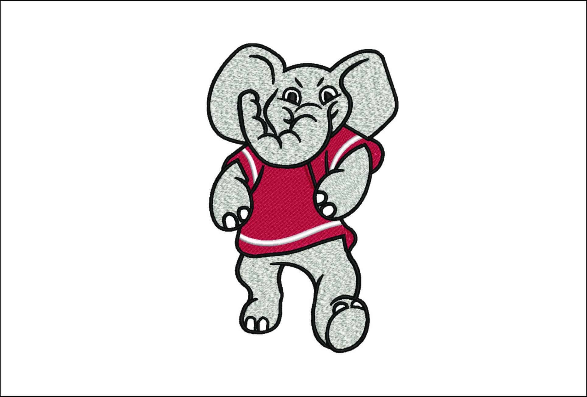 Elephant Mascot - Elegant embroidery design file - instant download