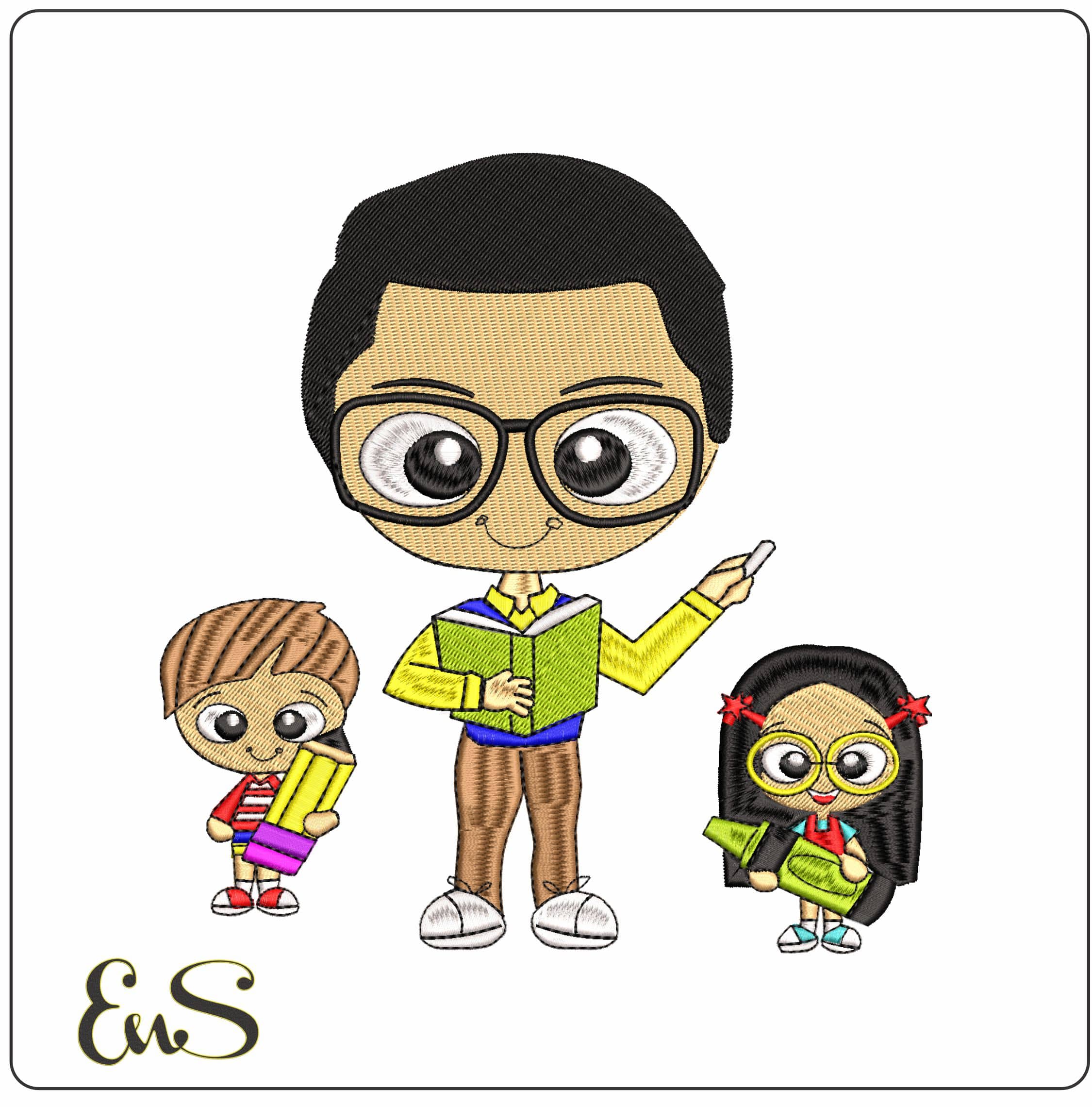 Family Learning - Elegant embroidery design file - instant download