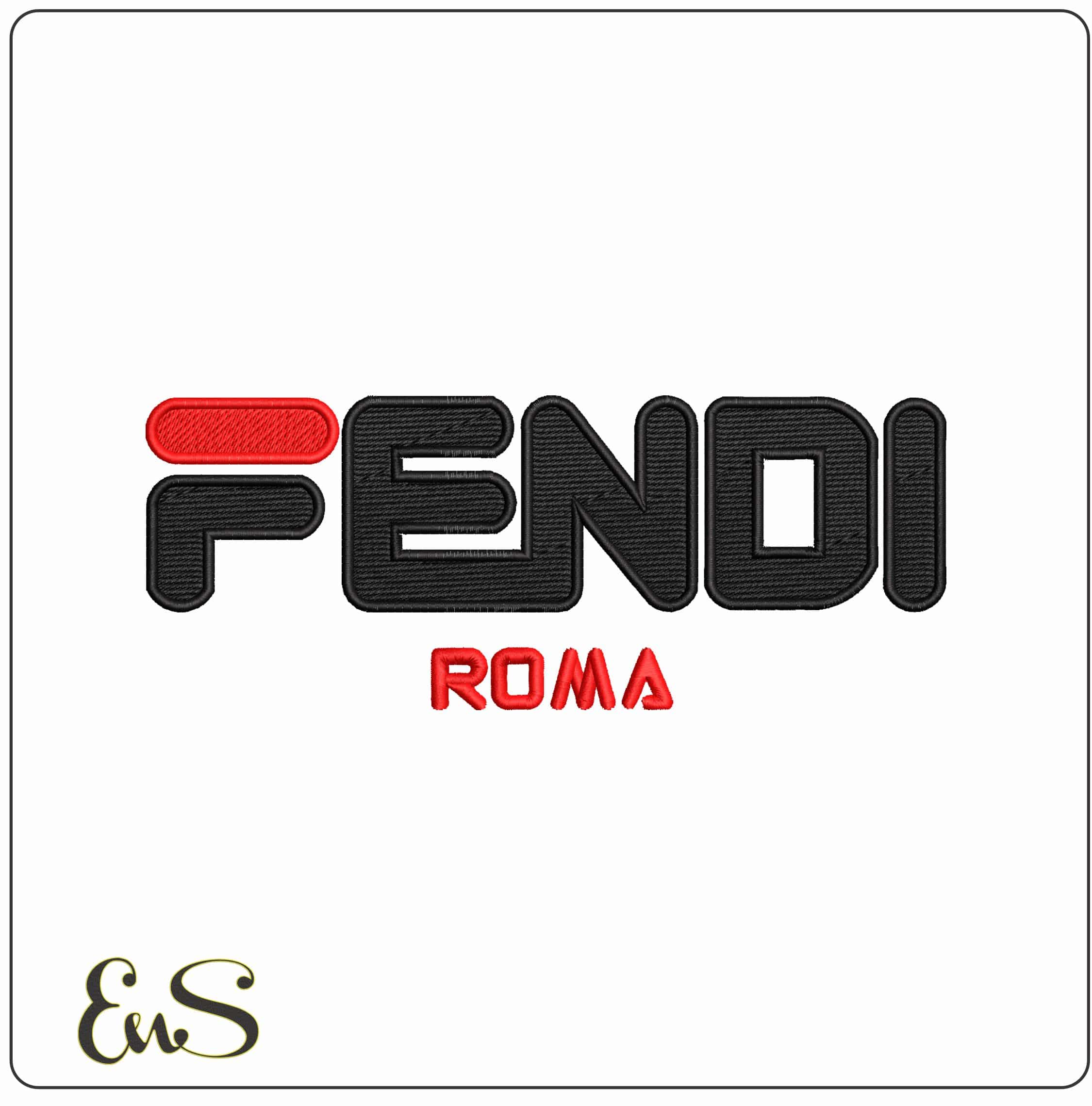 Fendi Roma  - Elegant embroidery design file - instant download