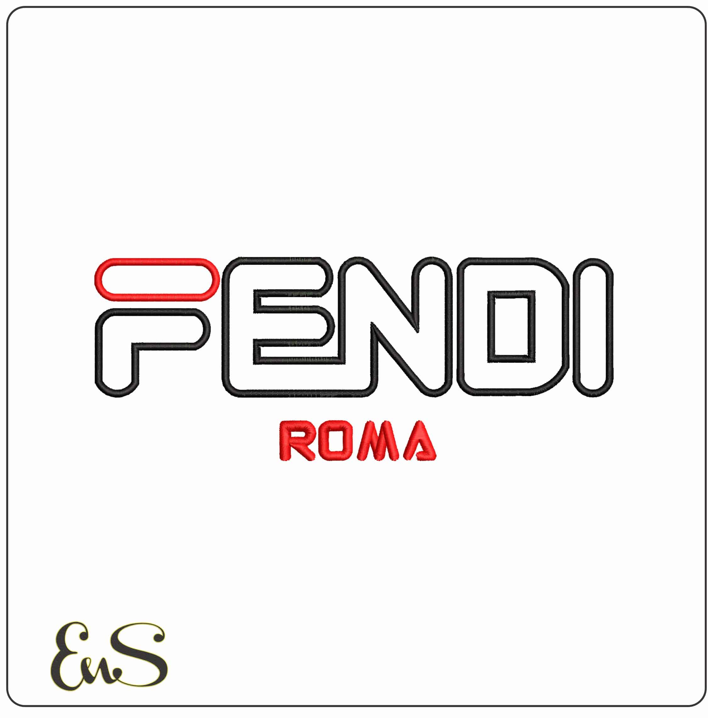 Fendi Roma Applique  - Elegant embroidery design file - instant download