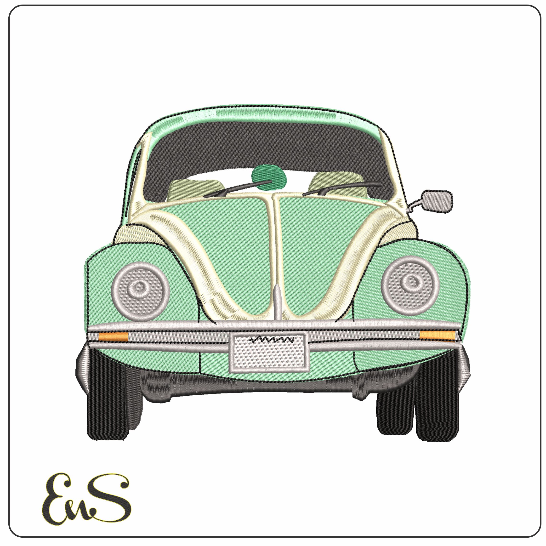 Front on VW Beetle - Elegant embroidery design file - instant download