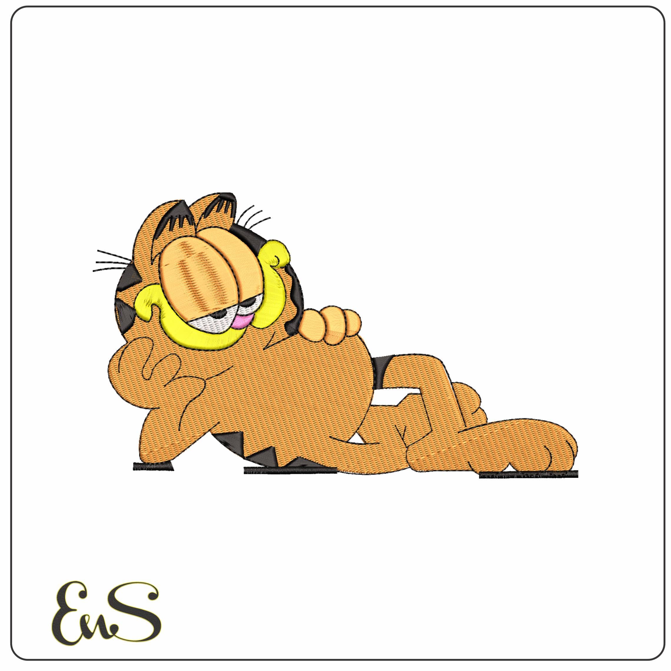 Garfield laying down   - Elegant embroidery design file - instant download