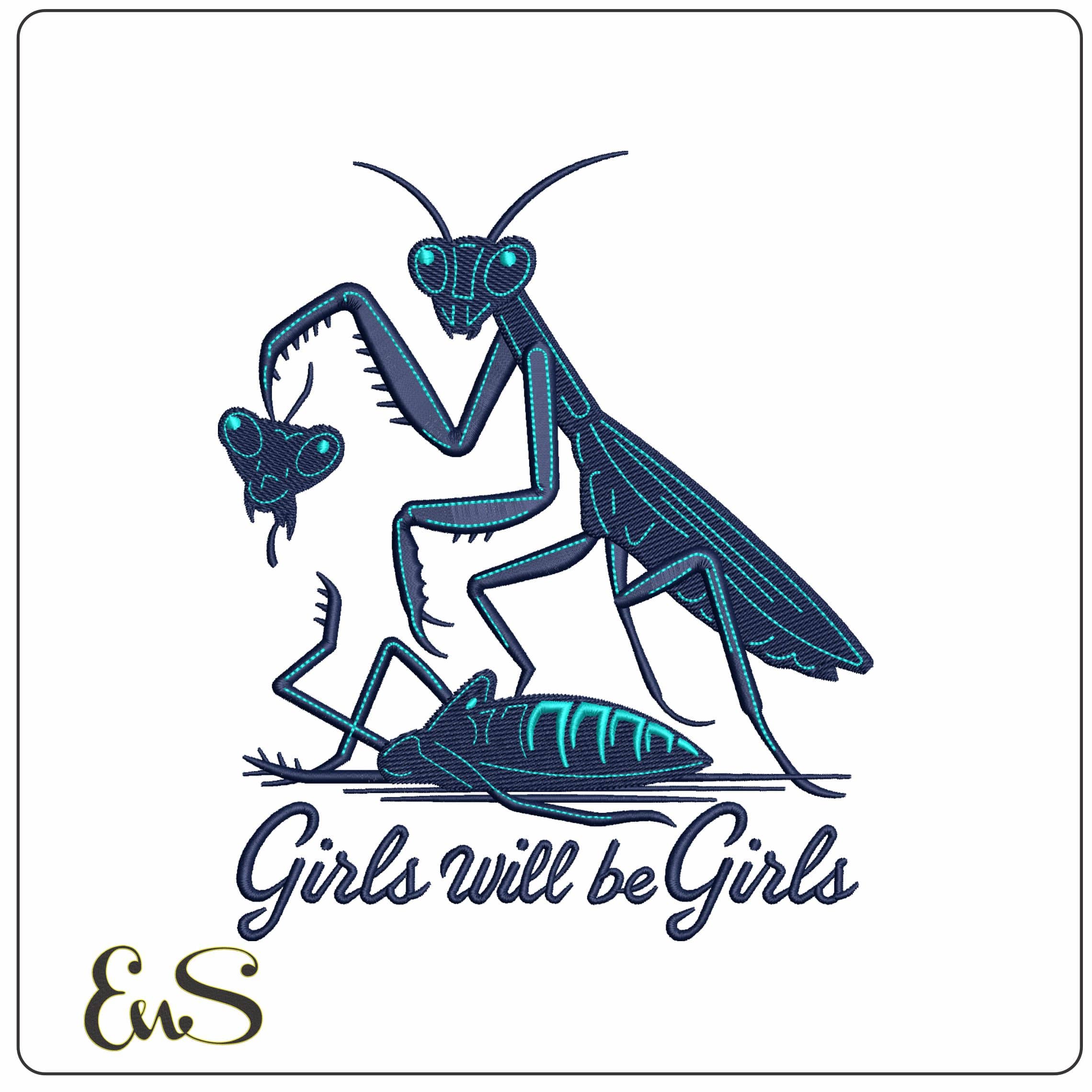 Girls will be Girls   - Elegant embroidery design file - instant download