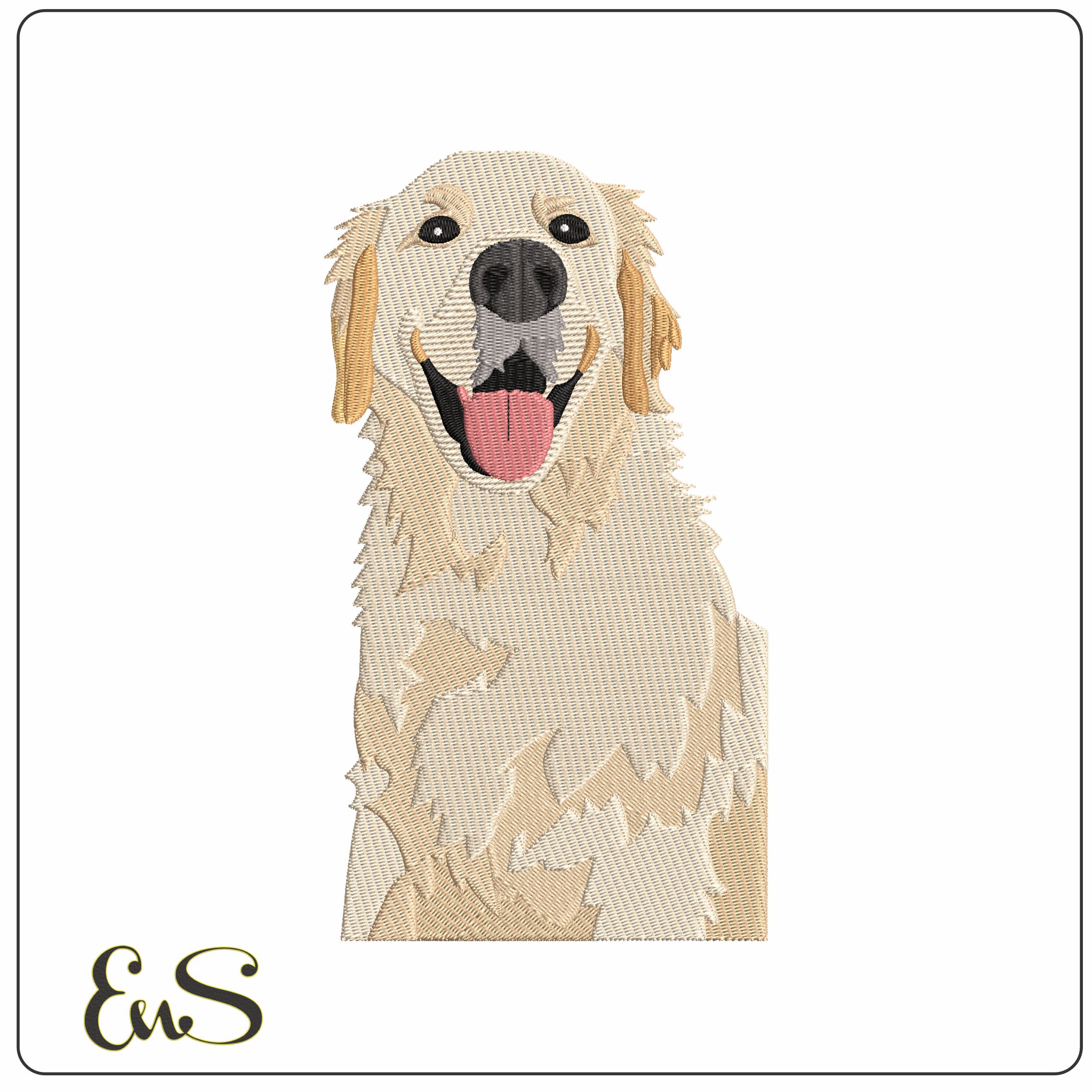Golden Retriever sitting   - Elegant embroidery design file - instant download