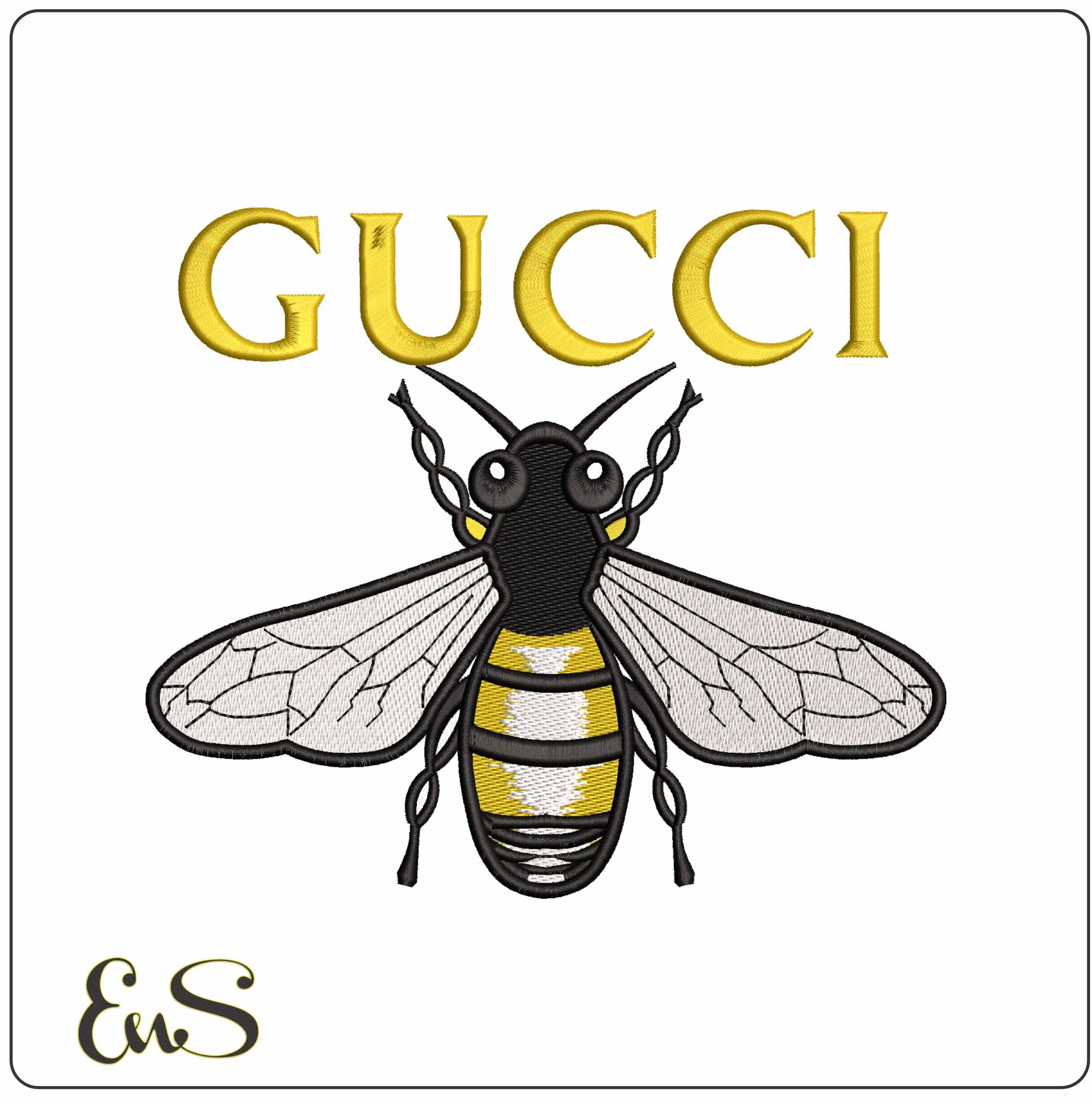 Gucci Gold Bee Logo   - Elegant embroidery design file - instant download