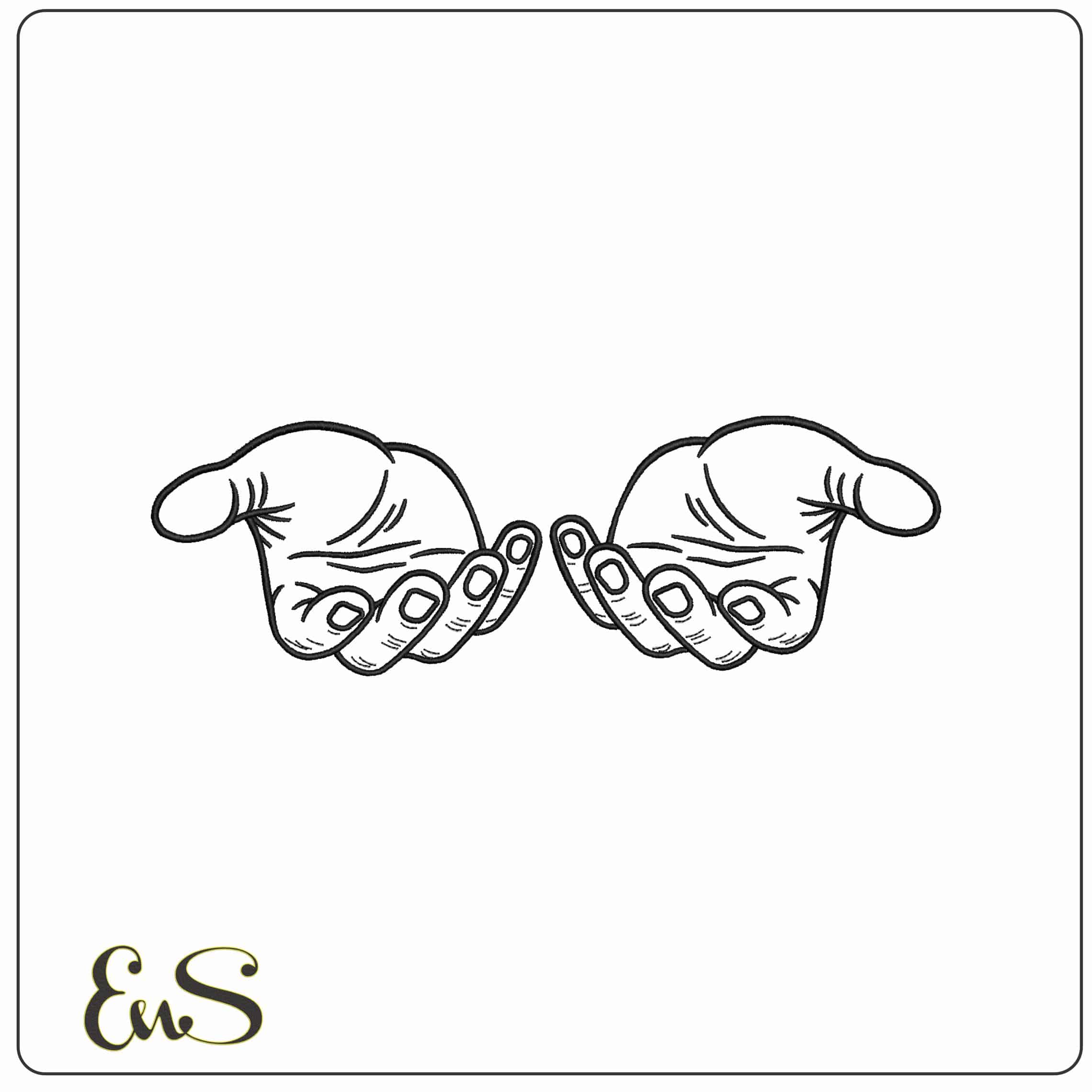 Hands outline weighs - Elegant embroidery design file - instant download