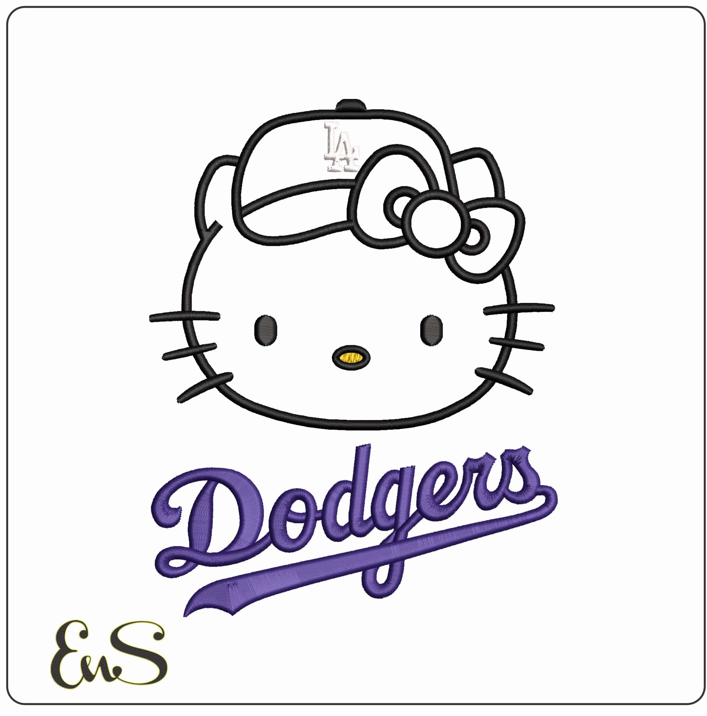 Hello Kitty Appl Hat LA Dodgers - Elegant embroidery design file - instant download