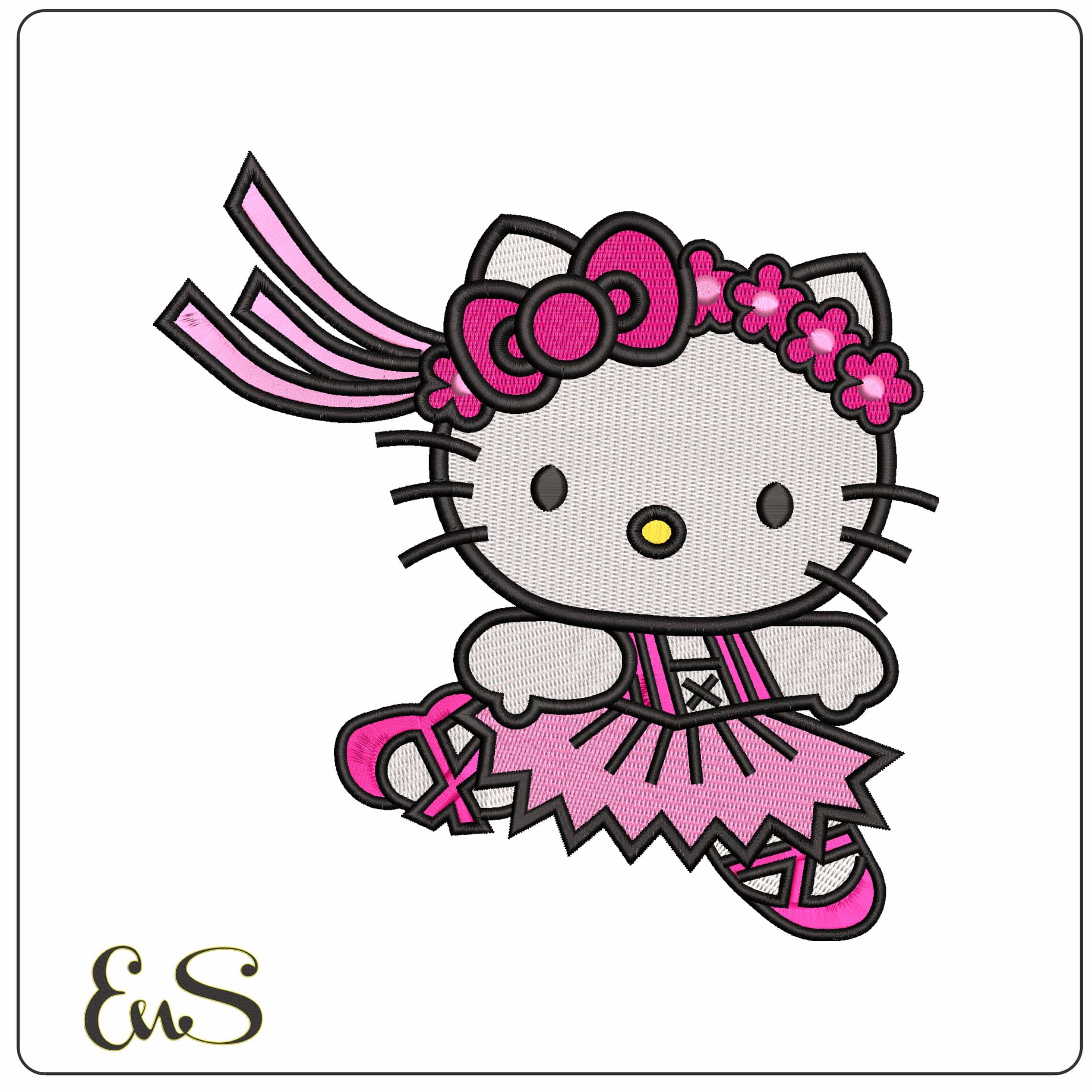 Hello Kitty Ballerina - Elegant embroidery design file - instant download