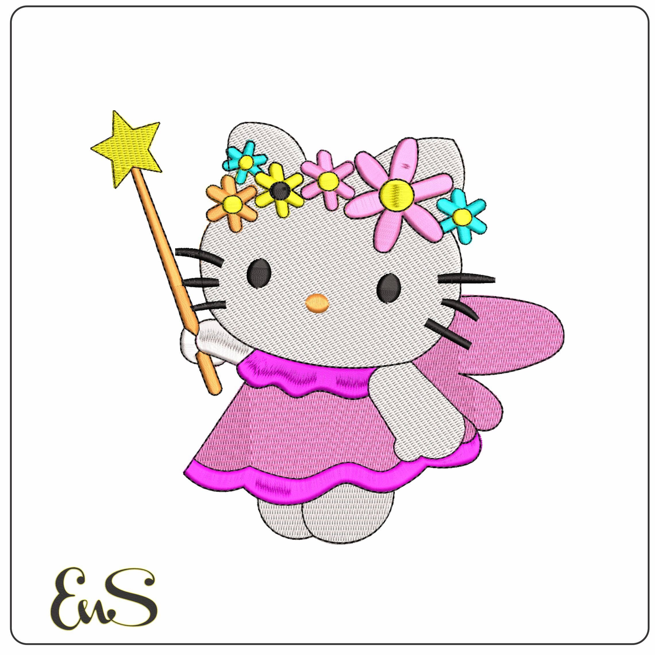 Hello Kitty Fairy - Elegant embroidery design file - instant download