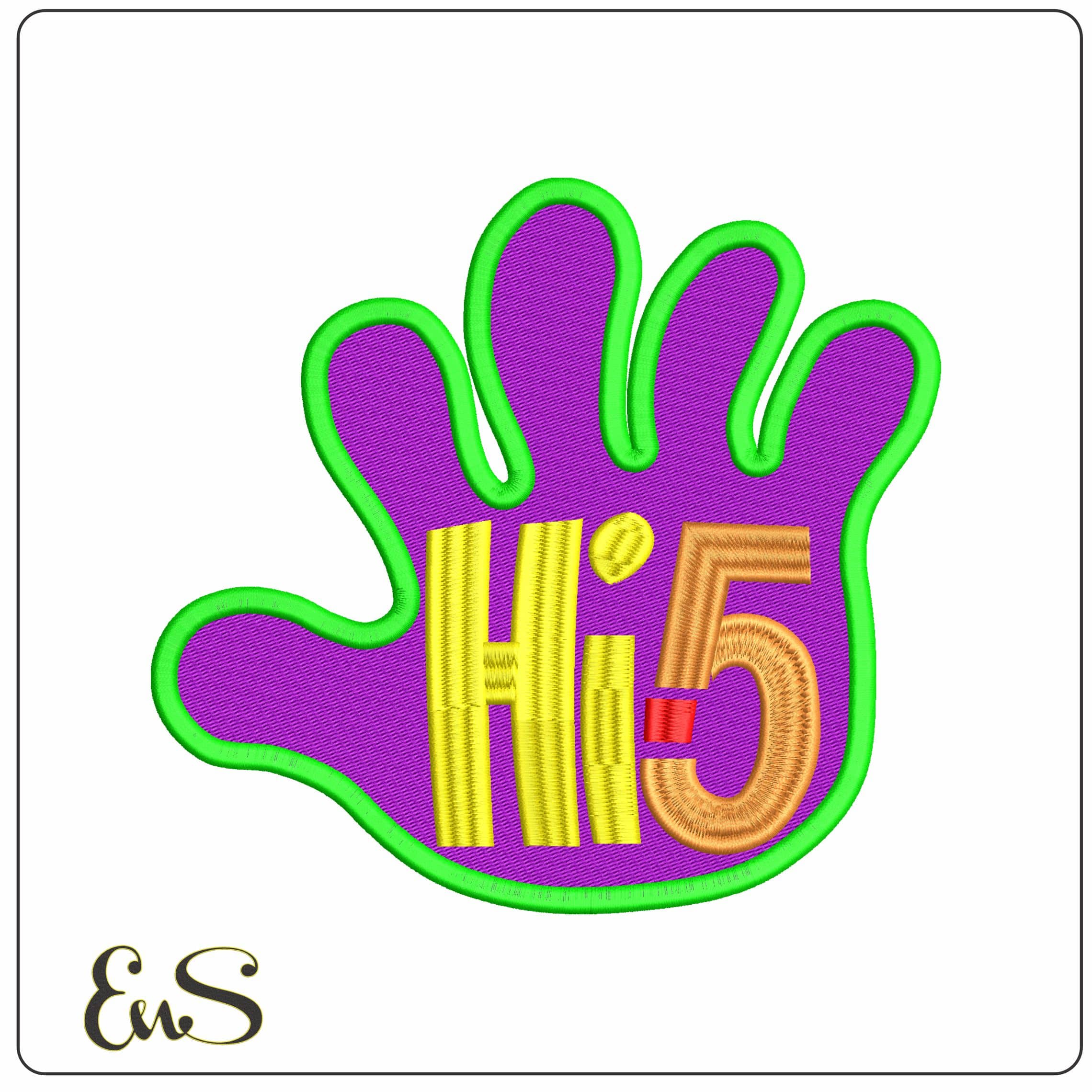 Hi 5 Hi Five Children TV - Elegant embroidery design file - instant download