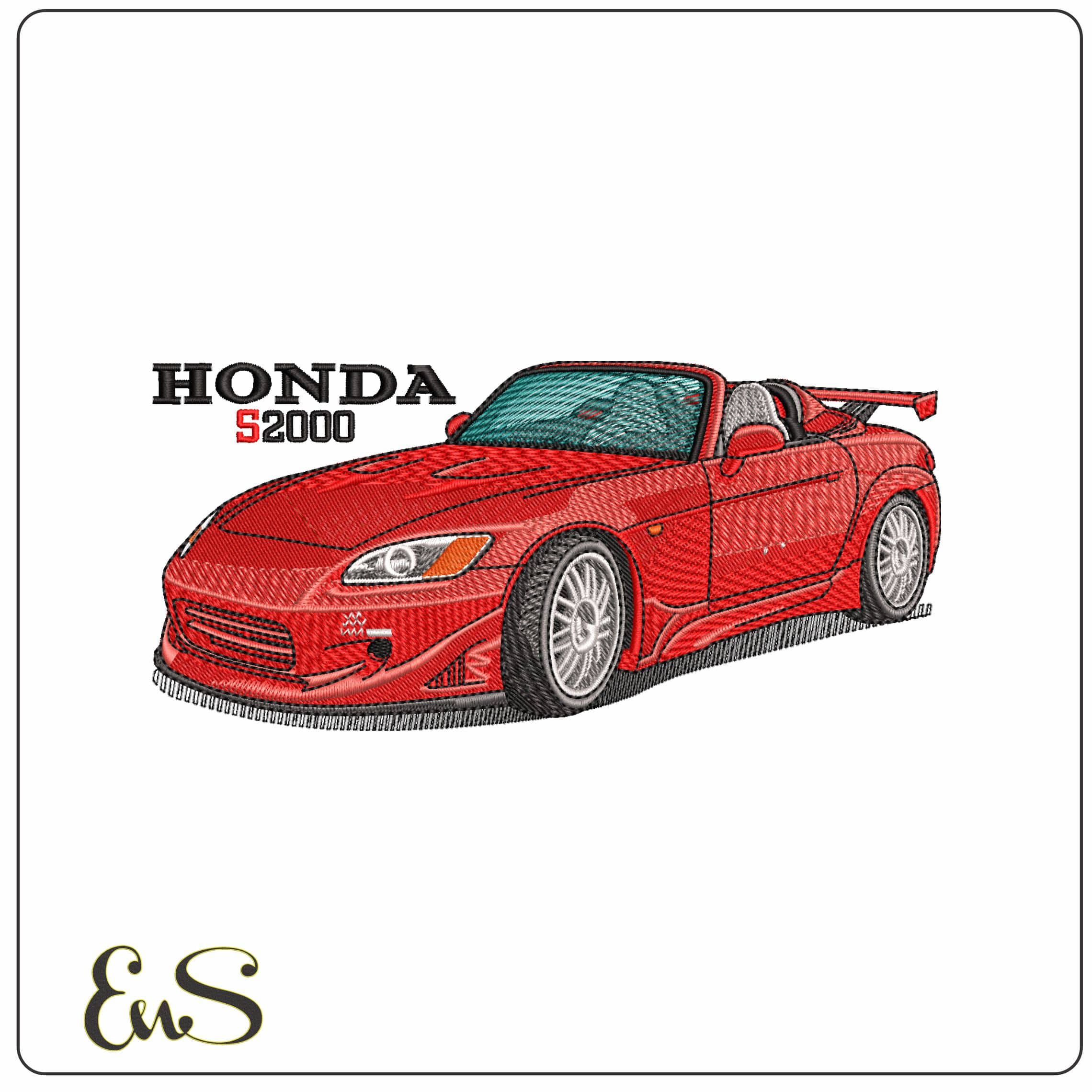 Honda S2000 with Title   - Elegant embroidery design file - instant download