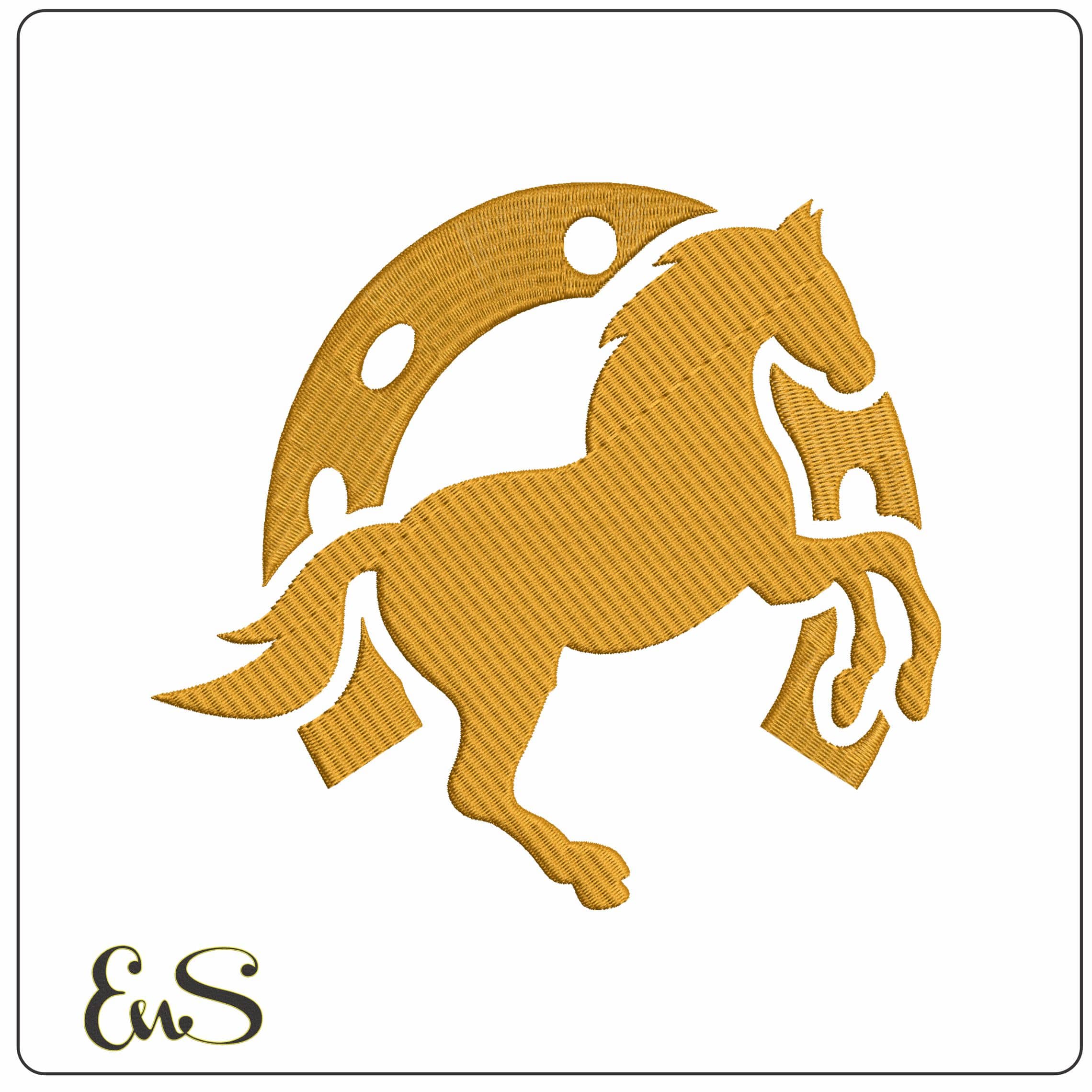 Horse in Horse Shoe - Elegant embroidery design file - instant download