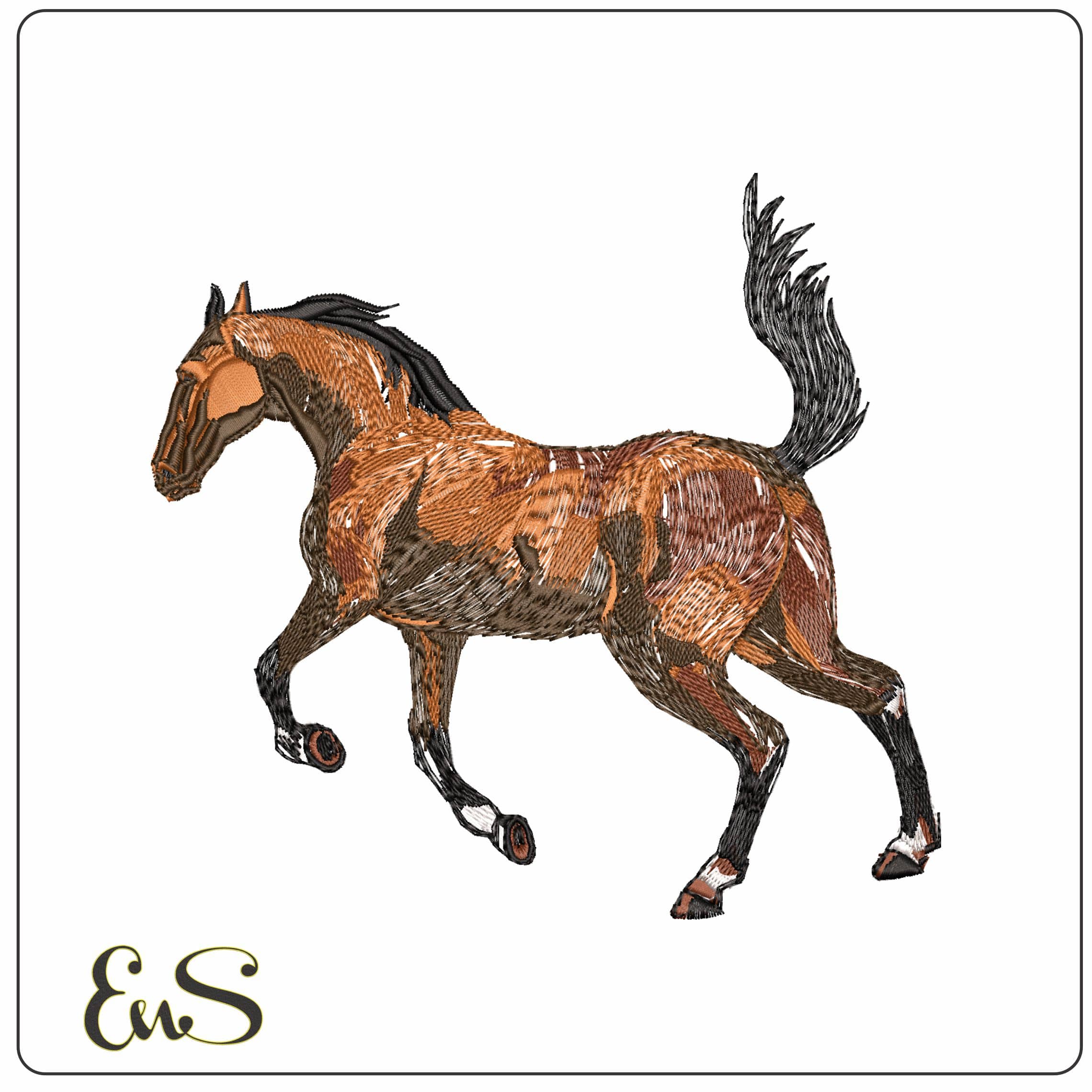 Horse trotting - Elegant embroidery design file - instant download