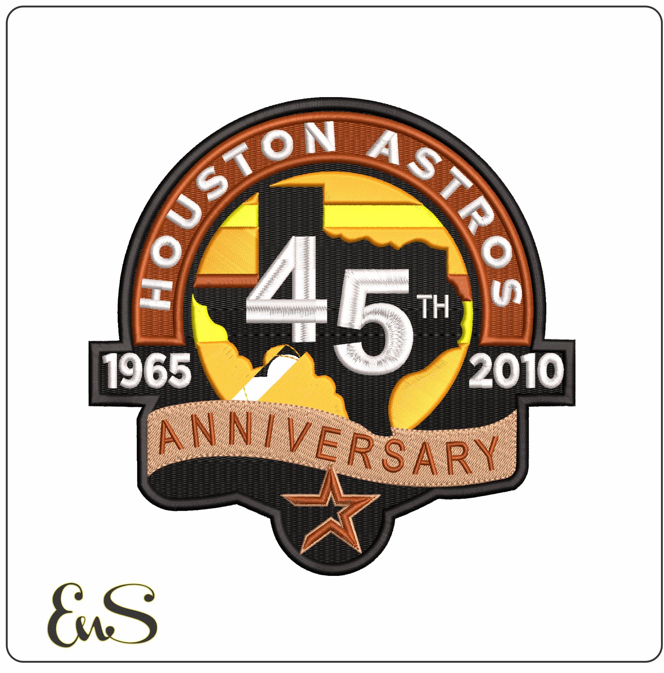 HOUSTON ASTROS 45 ANNIVERSARY   - Elegant embroidery design file - instant download