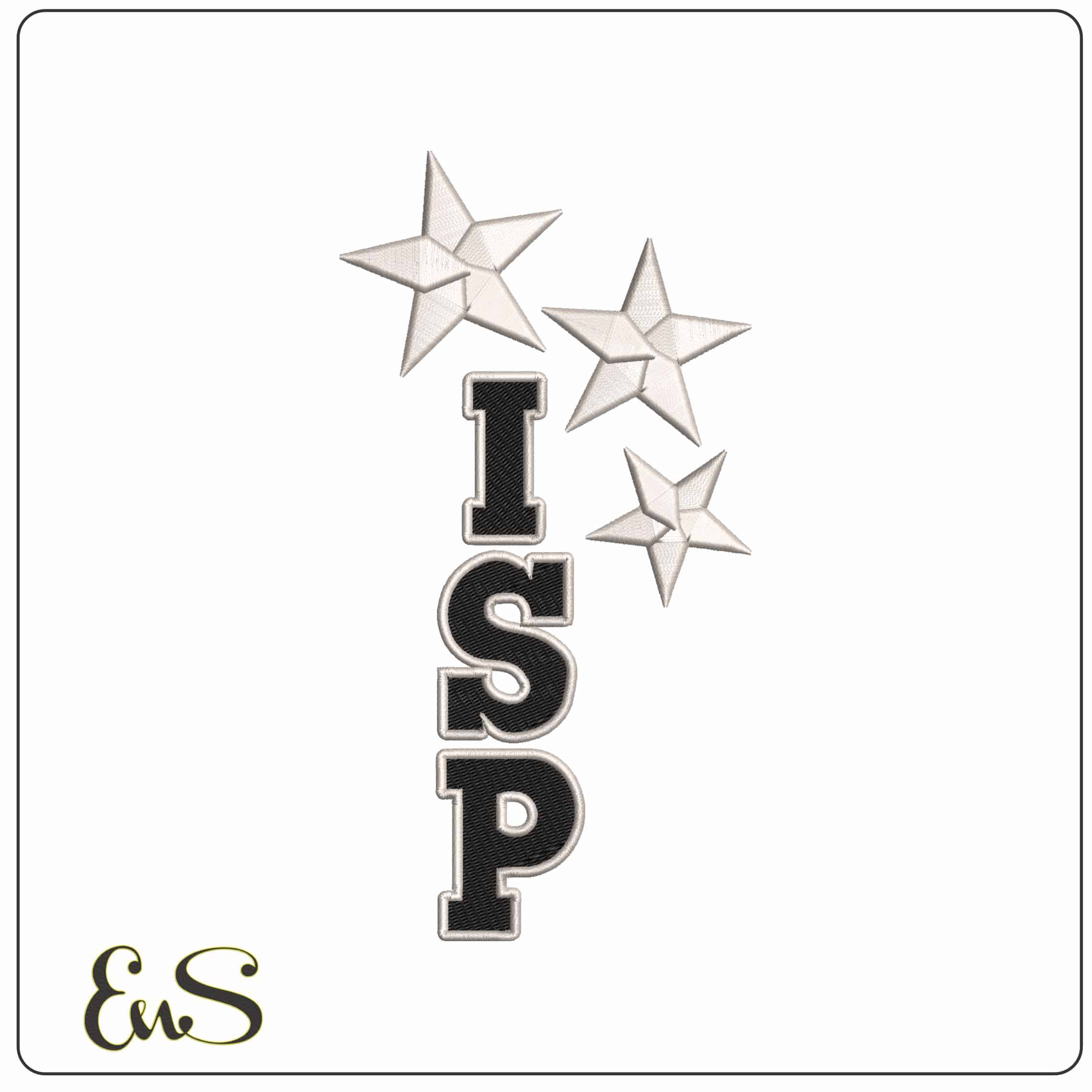 ISP 3 stars   - Elegant embroidery design file - instant download