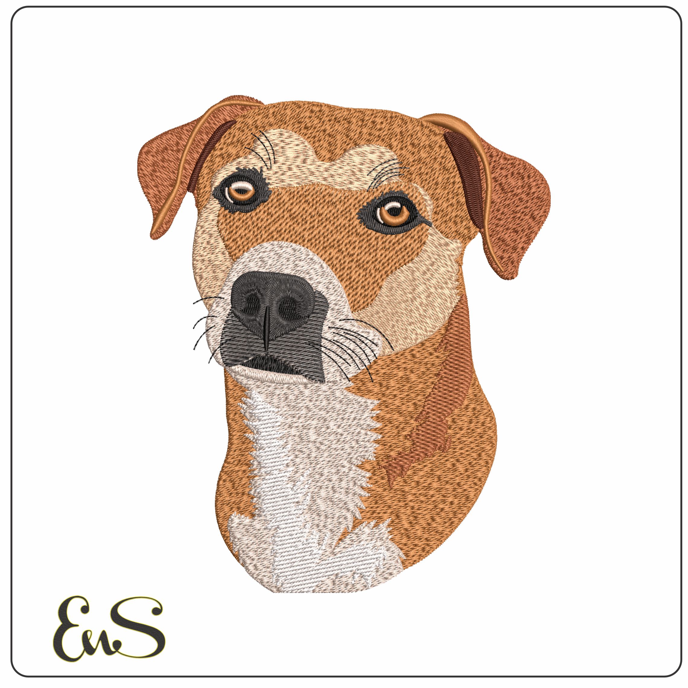 Jack Russel Terrier Dog Face   - Elegant embroidery design file - instant download