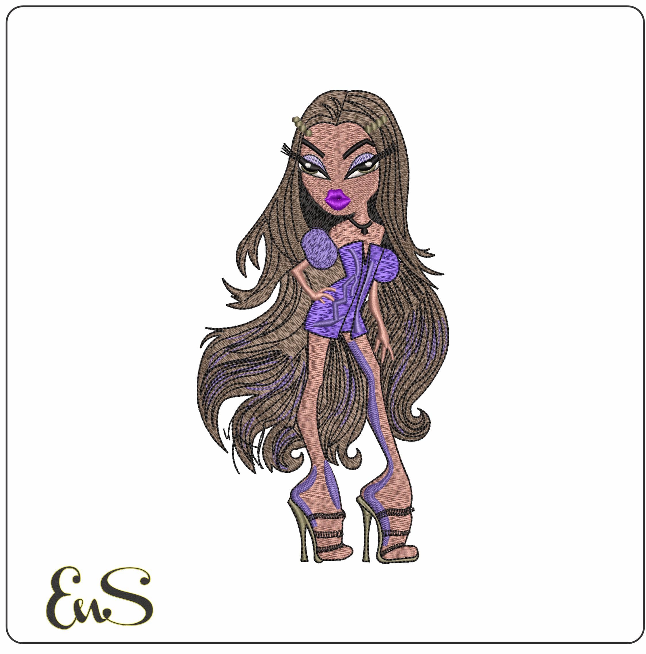 Jasmin Bratz Doll - Elegant embroidery design file - instant download