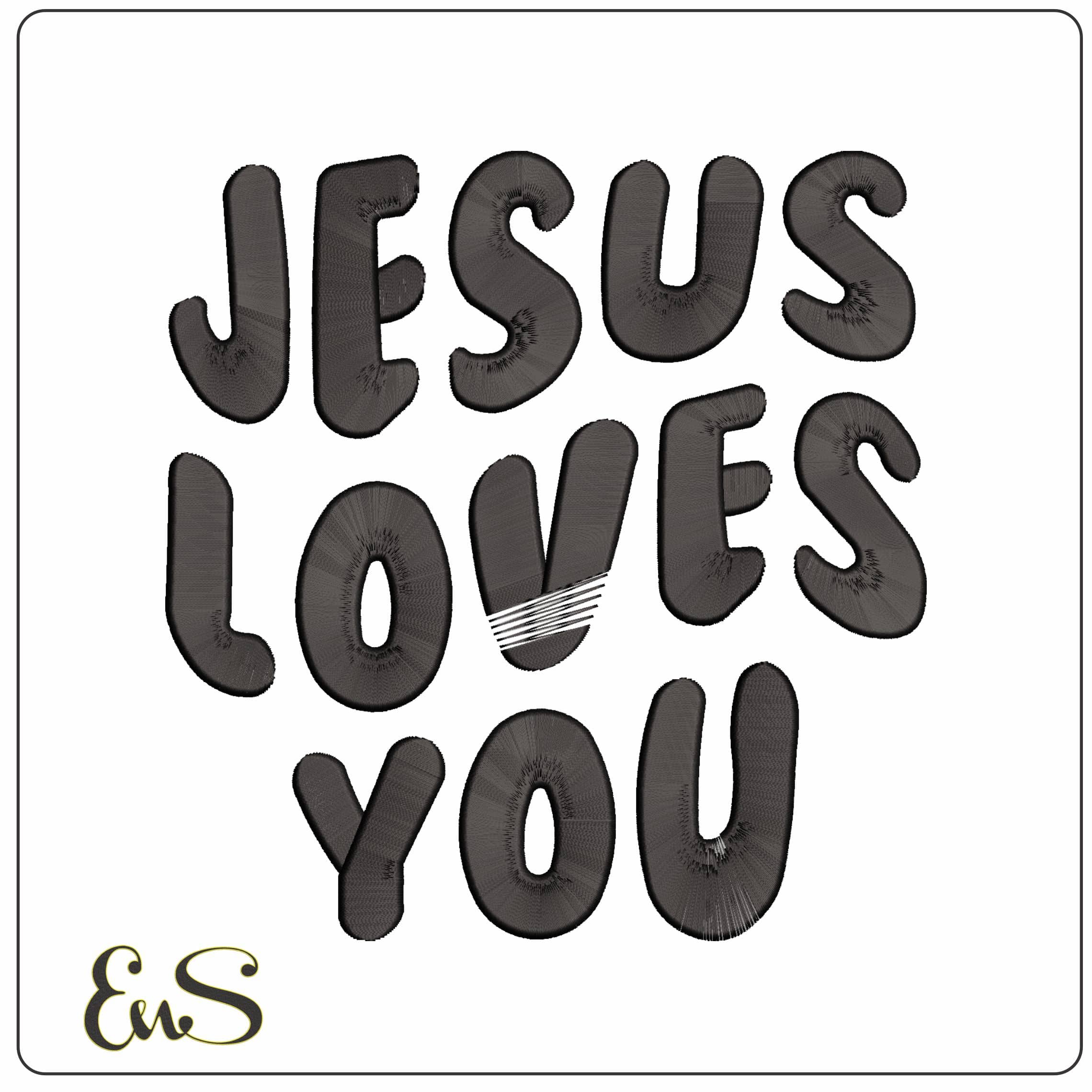 Jesus Loves You - Elegant embroidery design file - instant download