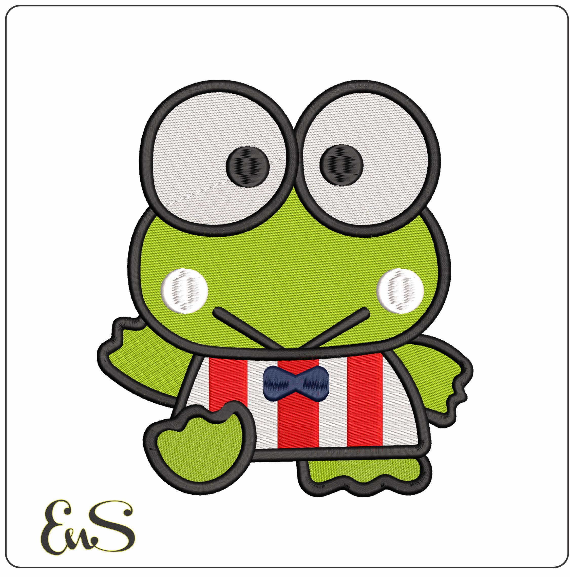 Keroppi Frog Hello Kitty - Elegant embroidery design file - instant download