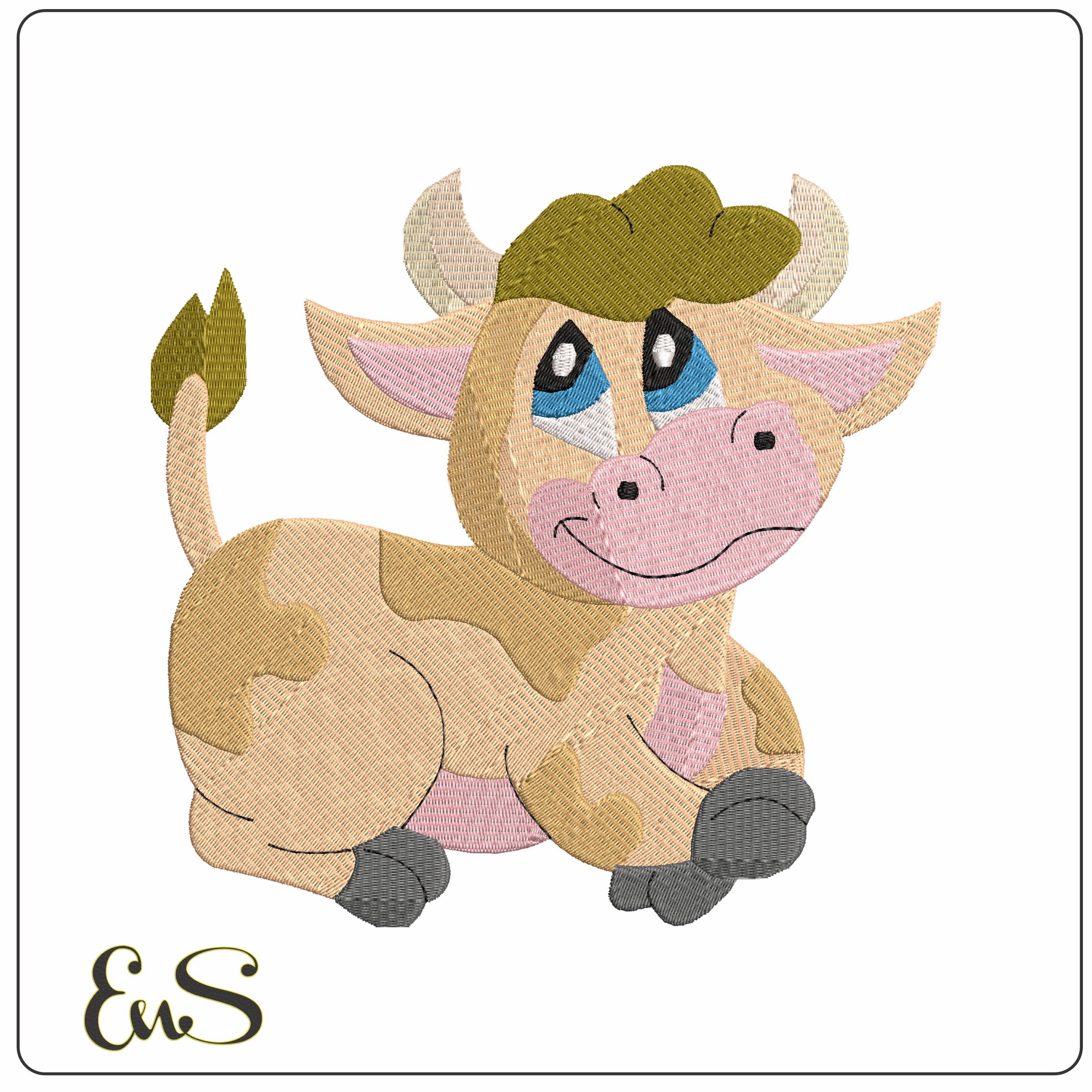 Little Cow - Elegant embroidery design file - instant download