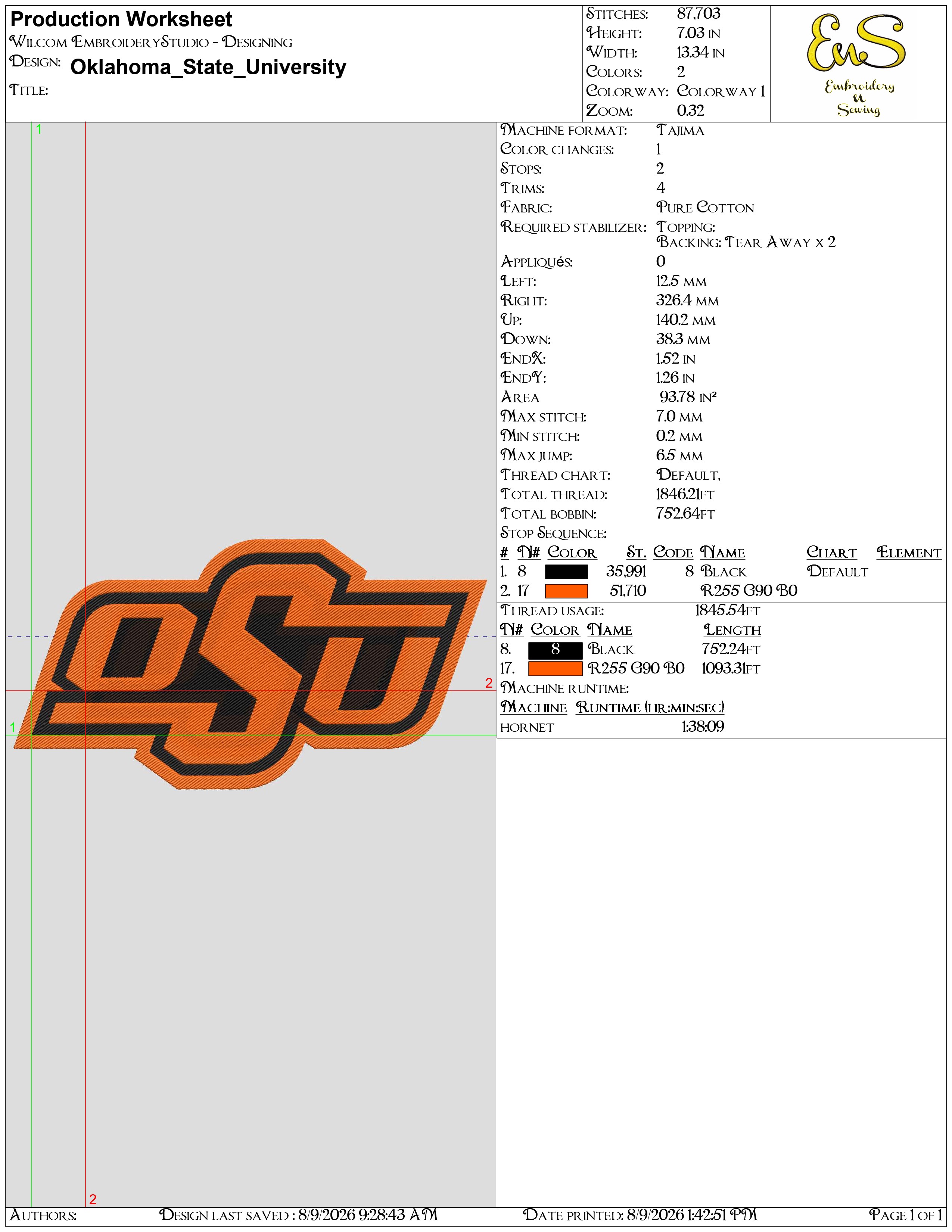 Oklahoma State Cowboys embroidery design - Oklahoma State University OSU embroidery machine pattern embroidery file - instant download