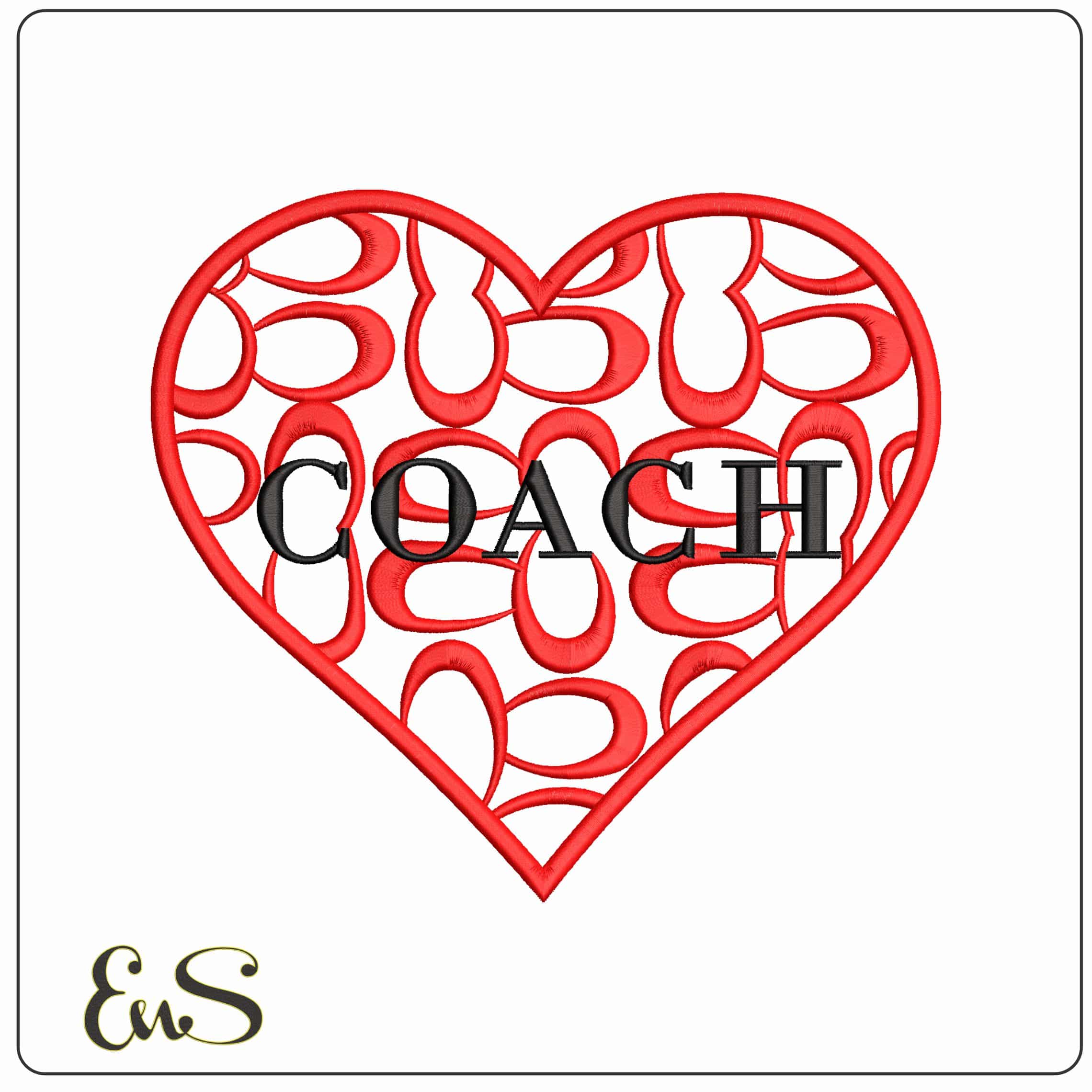Love Heart Coach  - Elegant embroidery design file - instant download
