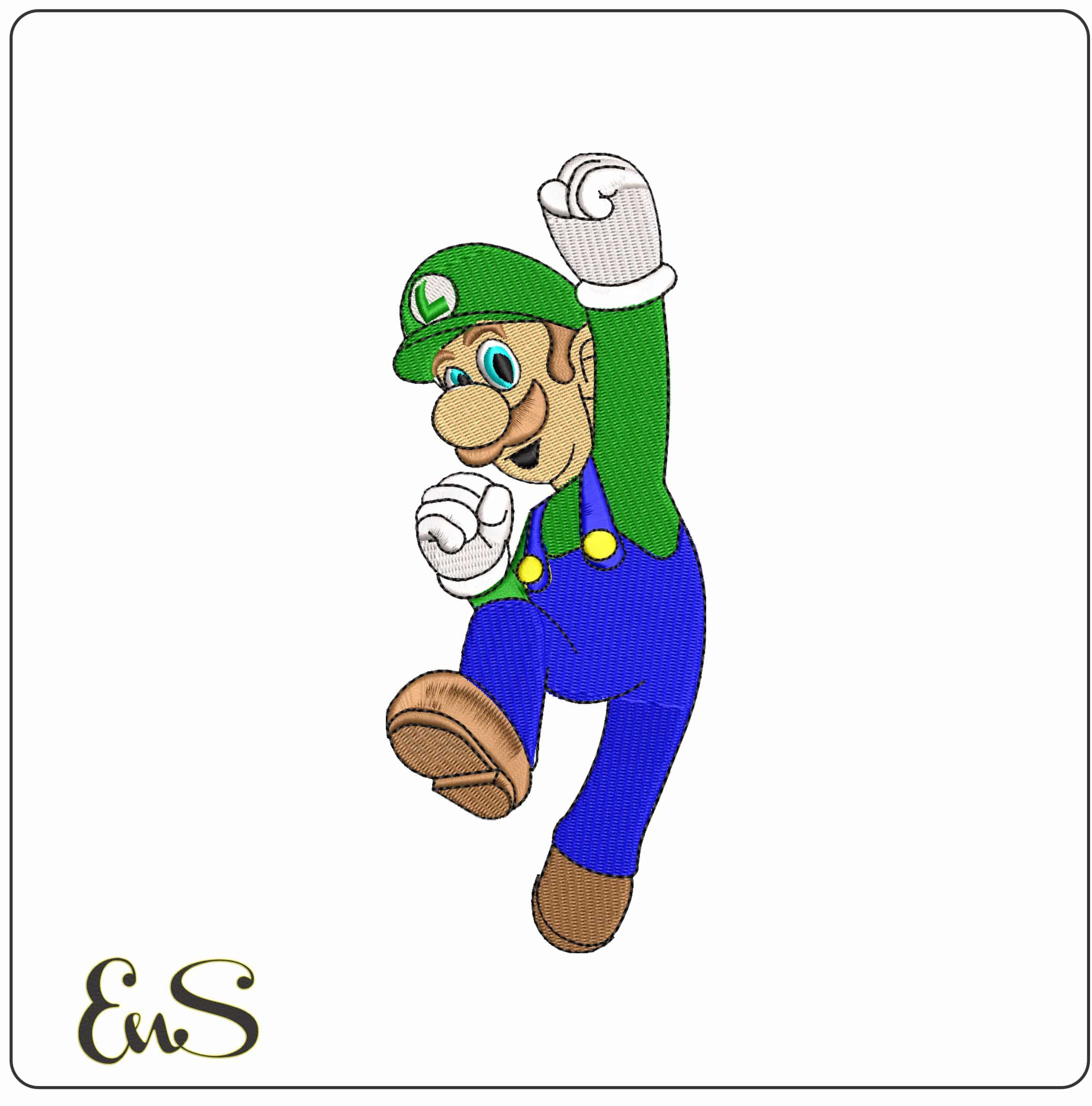 Luigi cheering Mario Bros  - Elegant embroidery design file - instant download