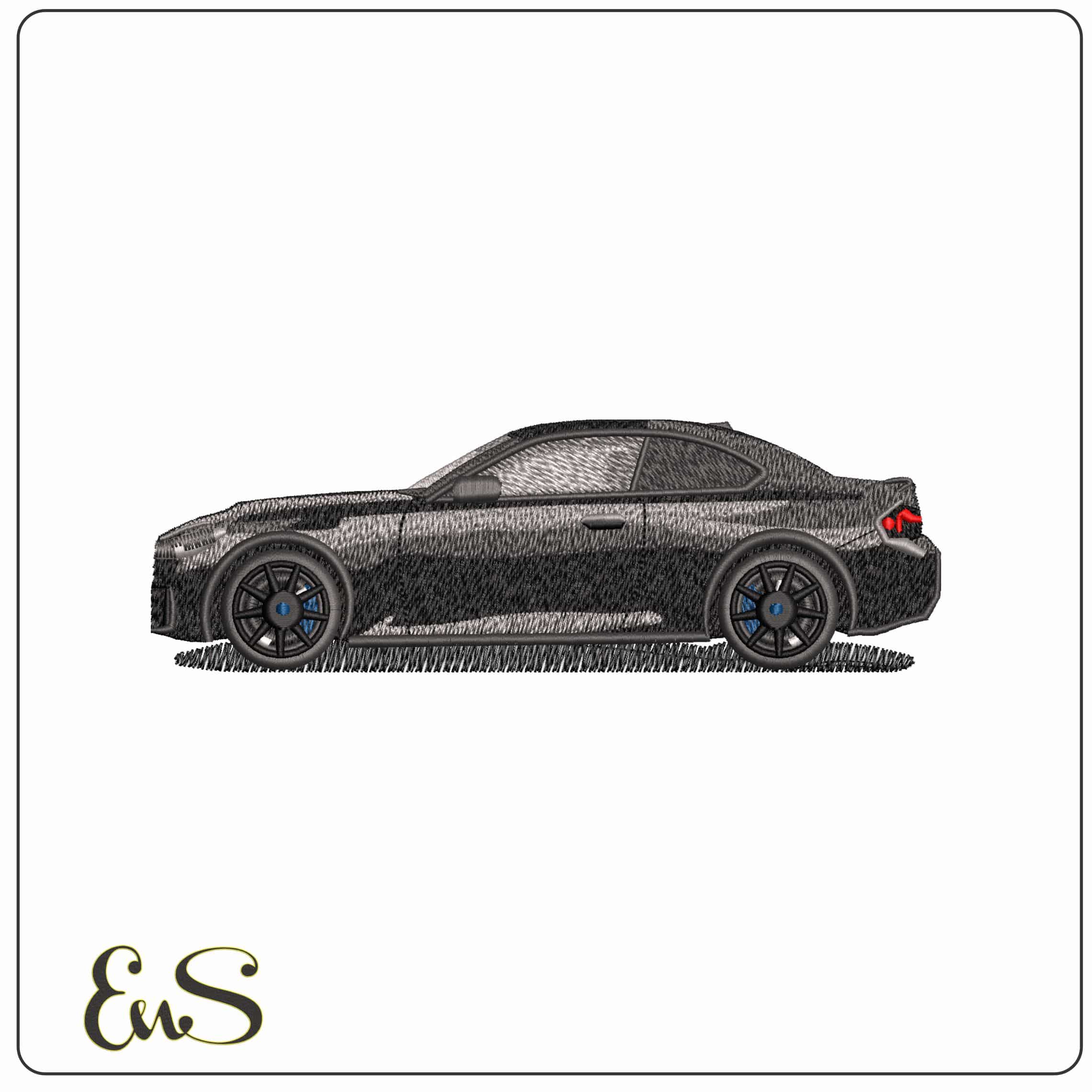 M2 BMW Black Side view  - Elegant embroidery design file - instant download