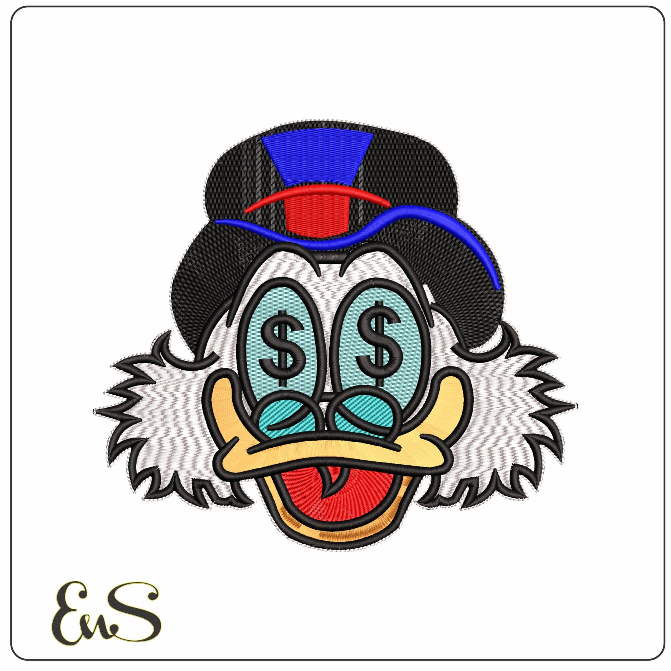 McScrooge Dollars Eyes - Elegant embroidery design file - instant download