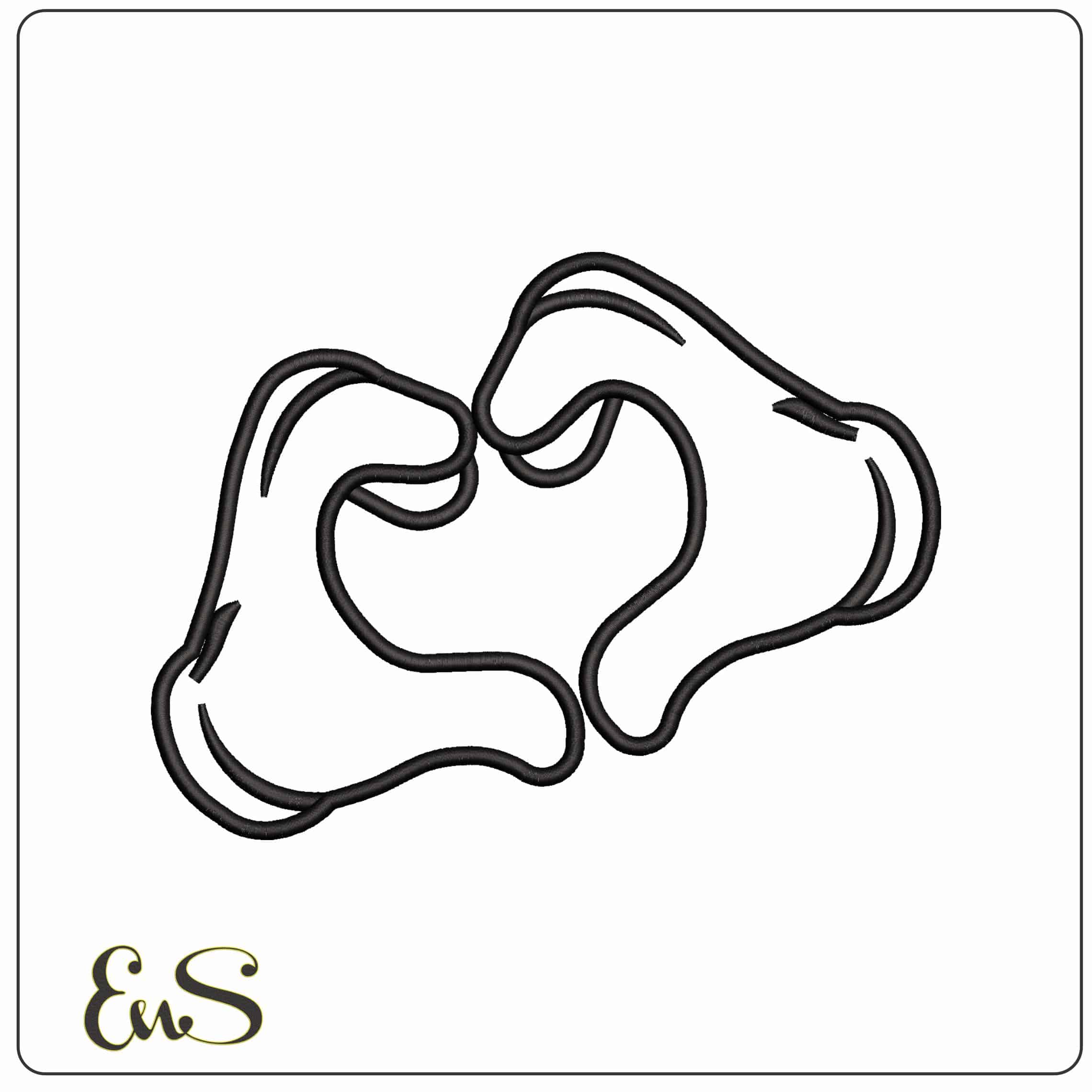Mickey Mouse hands Heart Outline Disney  - Elegant embroidery design file - instant download