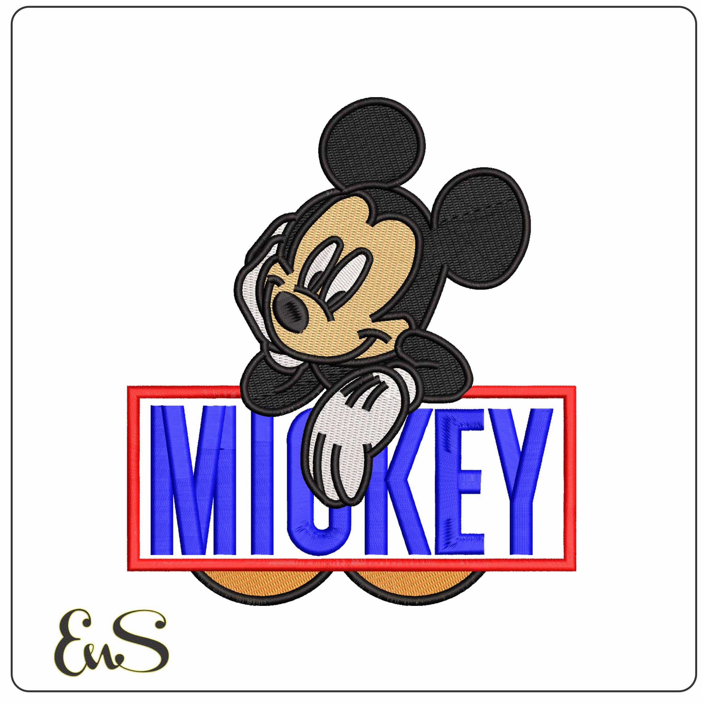 Mickey Mouse looking over Mickey Sign Disney  - Elegant embroidery design file - instant download
