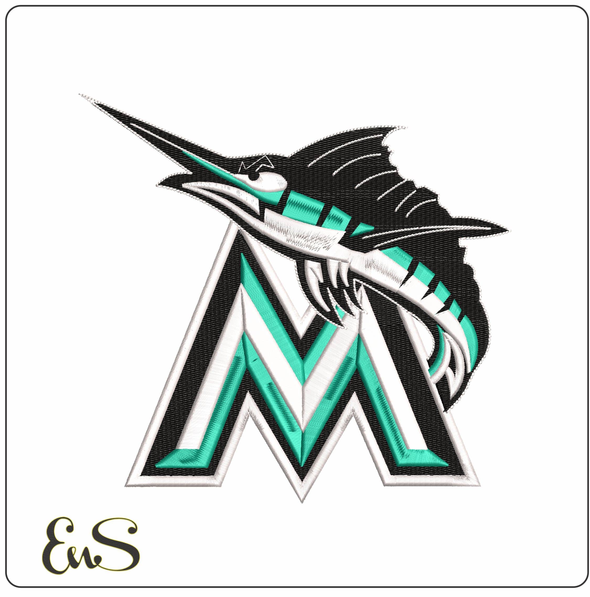 Midwest Marlins Softball College  - Elegant embroidery design file - instant download