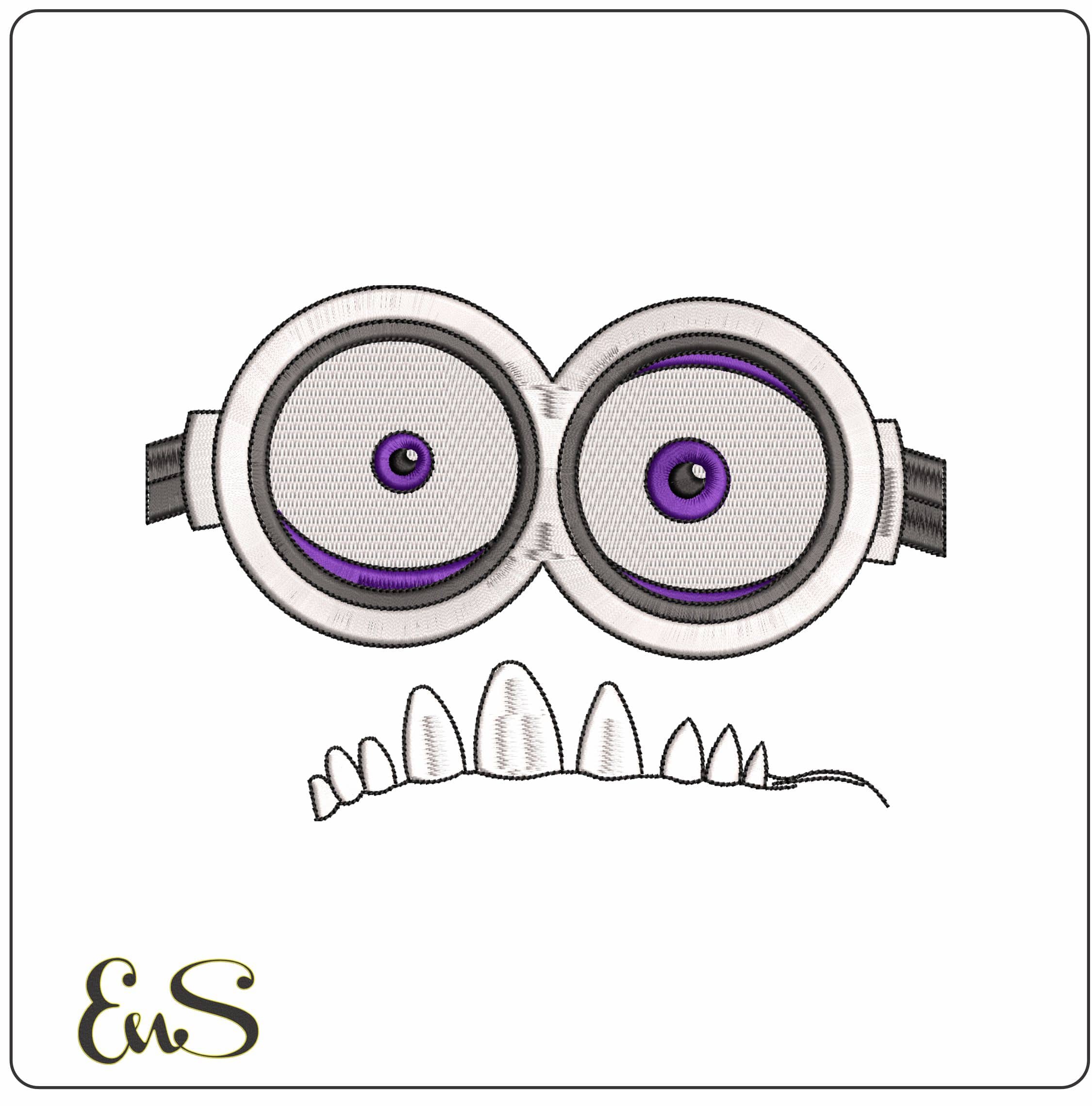 Minion Eyes and Teeth  - Elegant embroidery design file - instant download