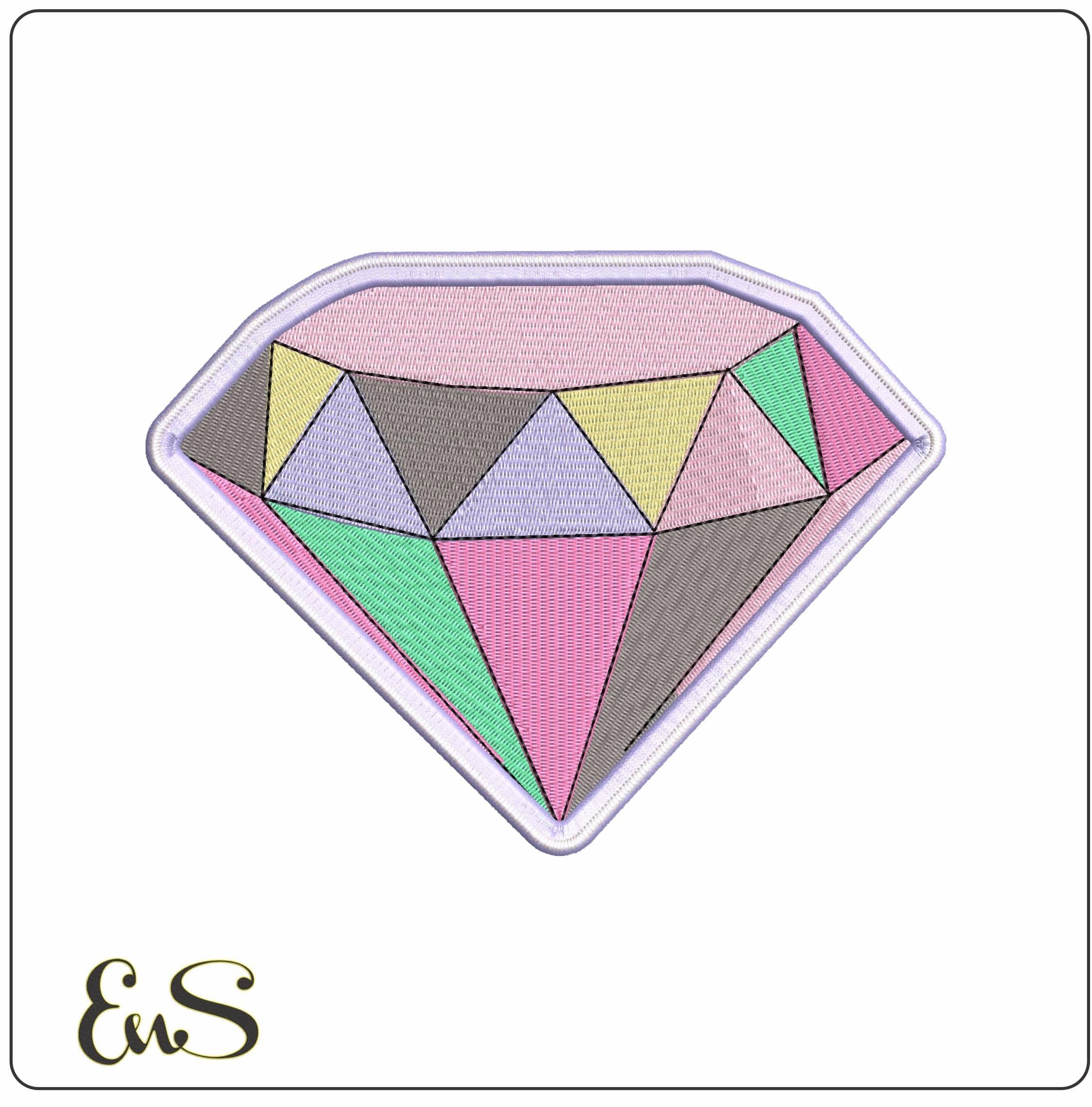 Multicolored Diamond  - Elegant embroidery design file - instant download