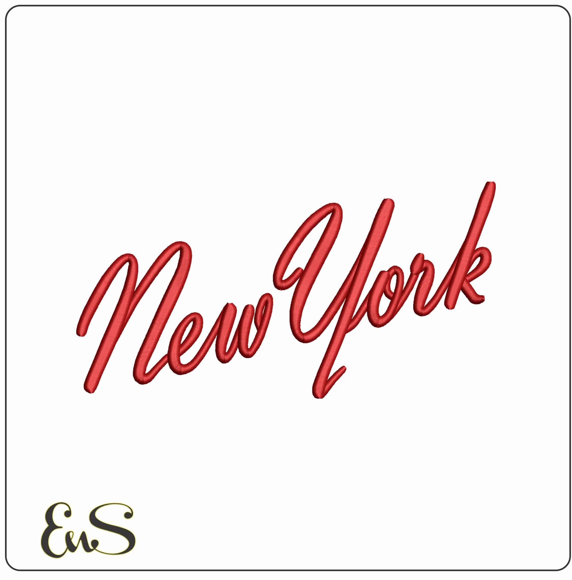 New York design Brand - Elegant embroidery design file - instant download