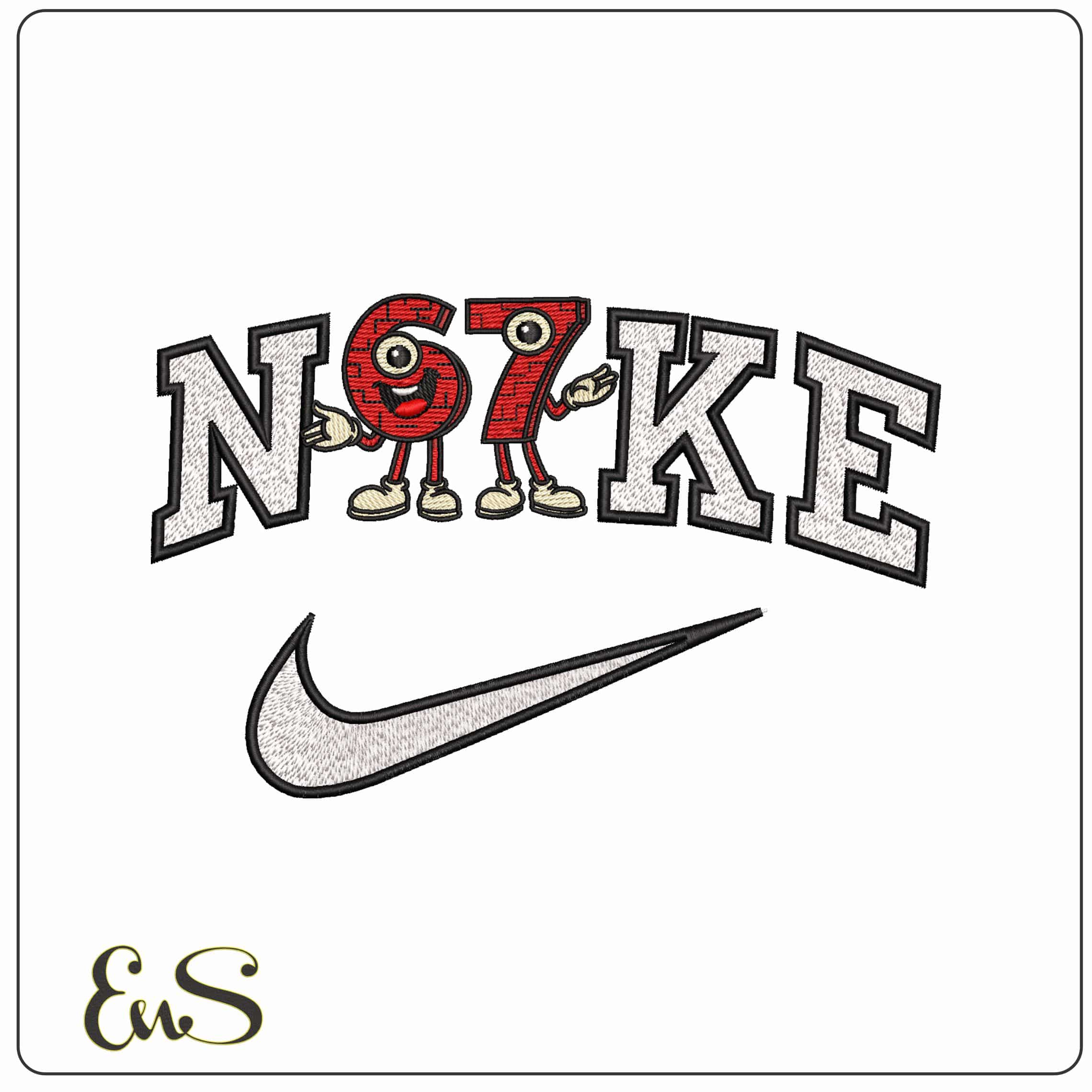 Nike 67 face bricks   - Elegant embroidery design file - instant download