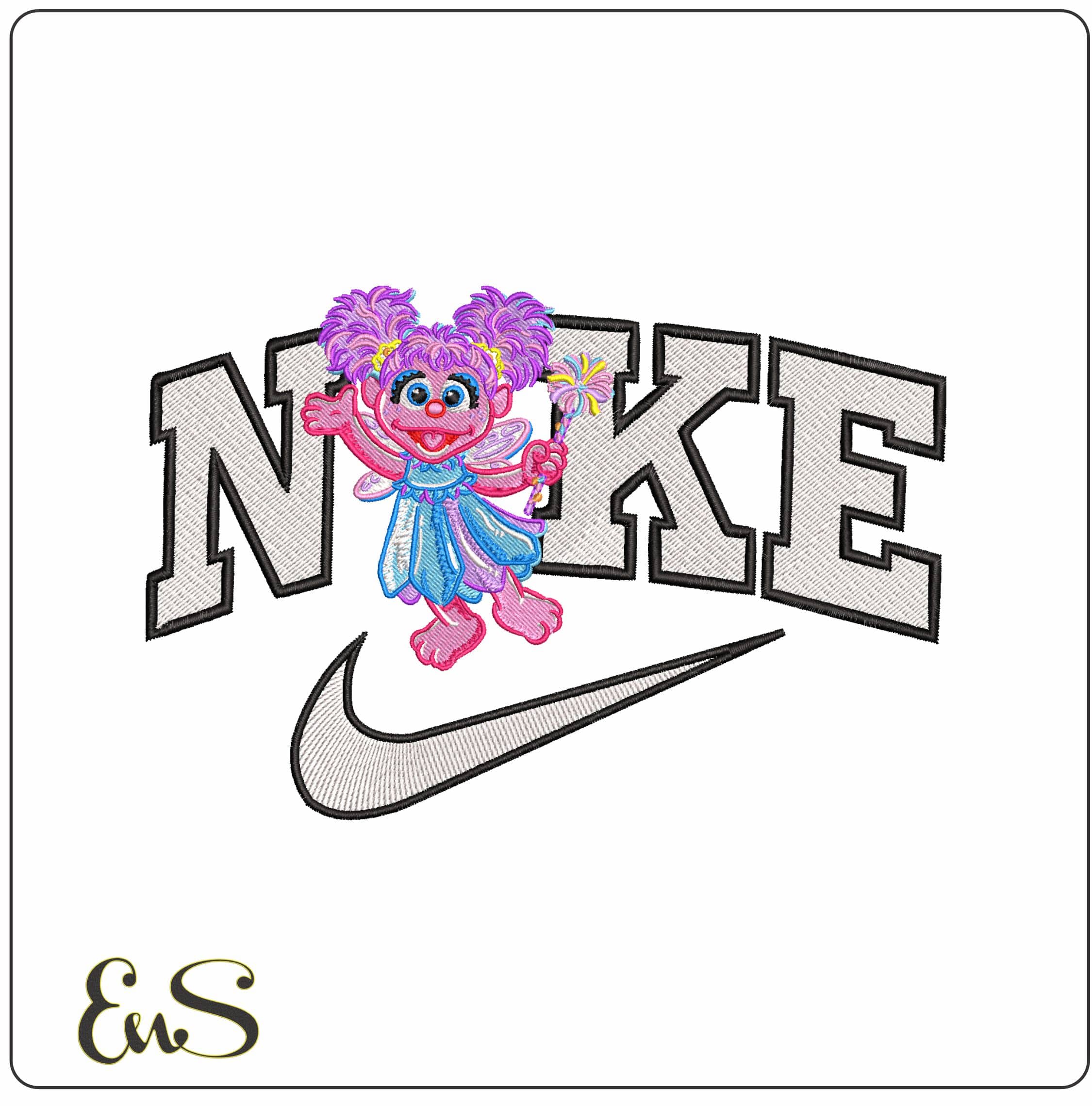 Nike Abby Cadabby Sesame Street   - Elegant embroidery design file - instant download