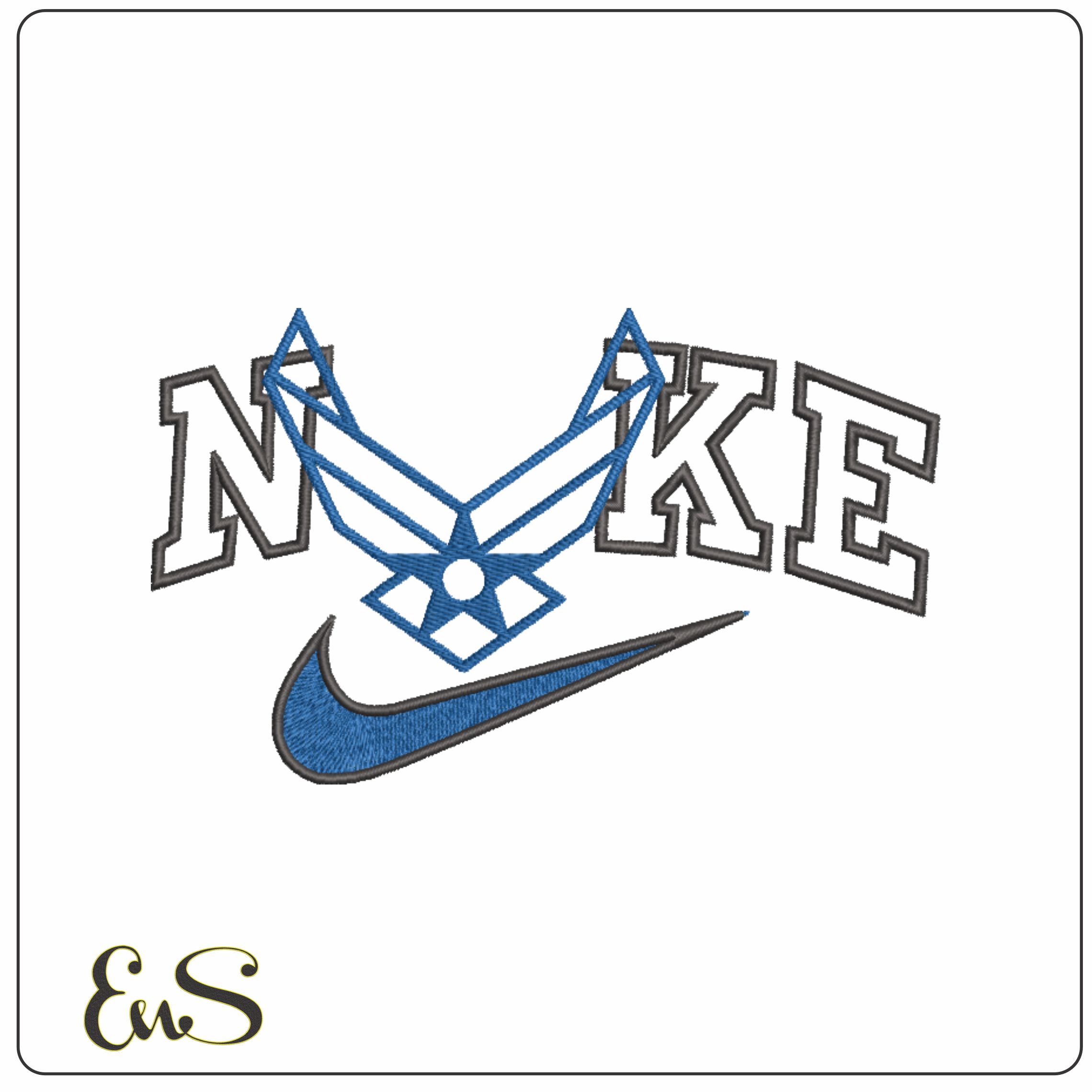 Nike Airforce - Elegant embroidery design file - instant download