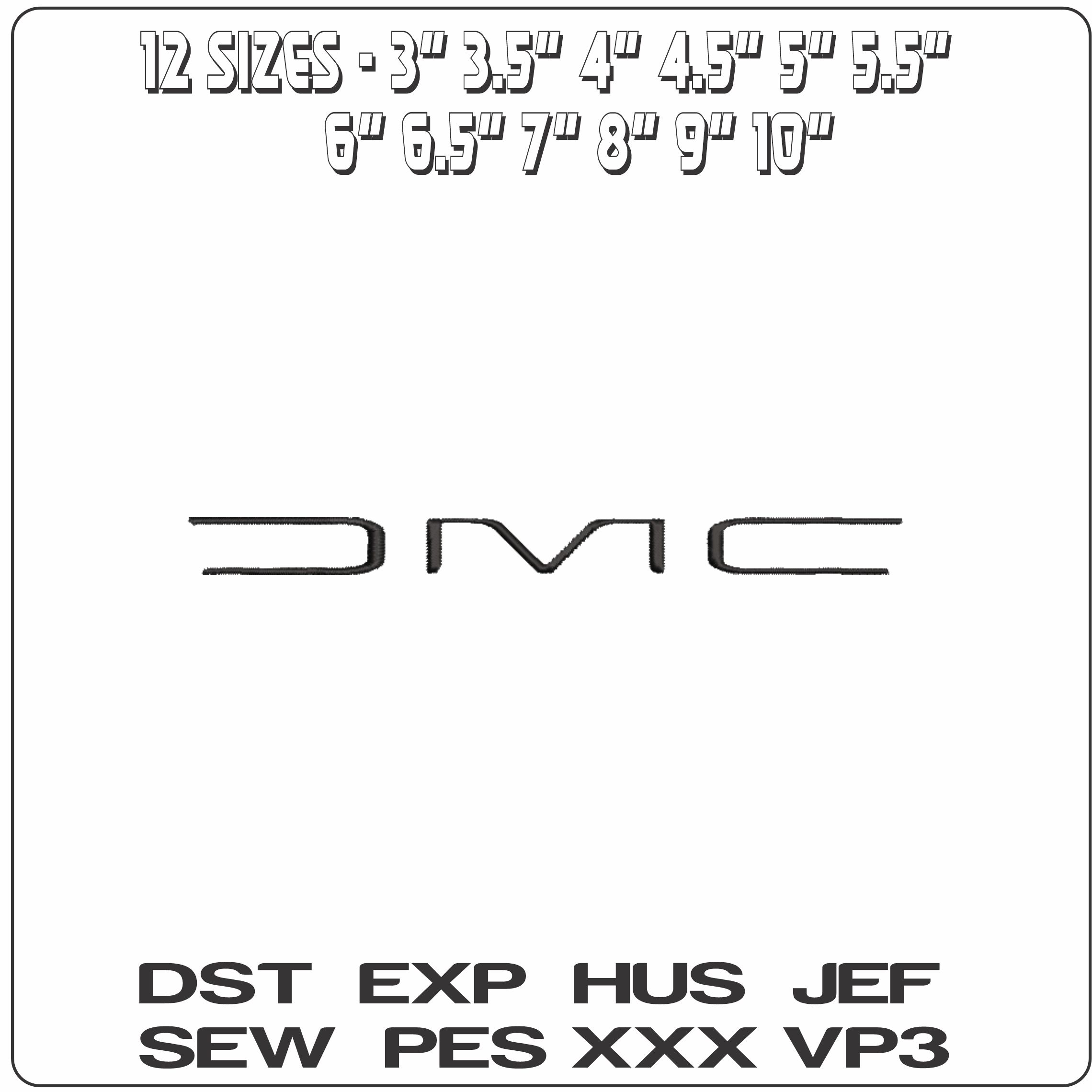 DMC Logo embroidery design - DeLorean Motor Company design machine pattern Car Auto Company embroidery file instant download frame