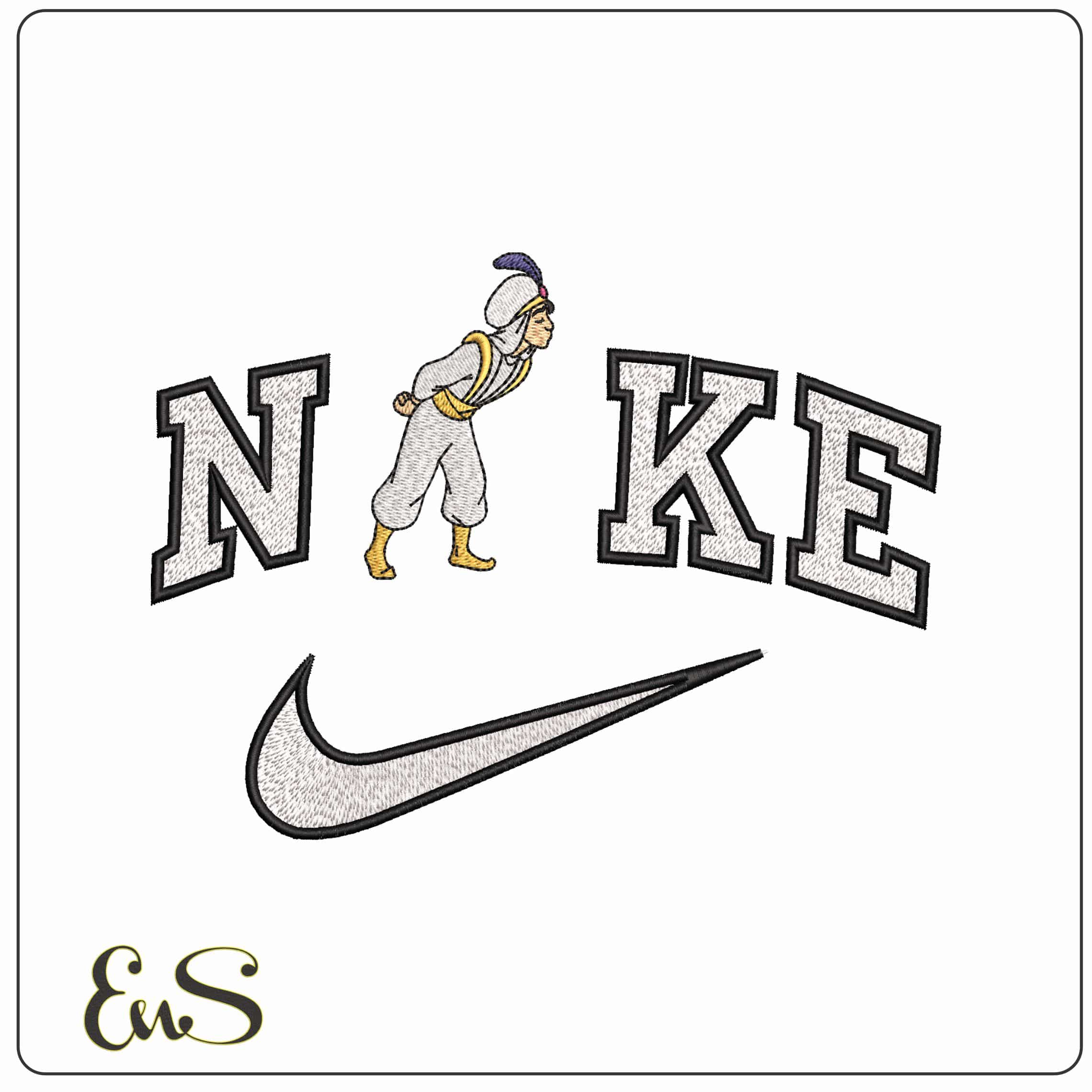 Nike Aladin Kiss   - Elegant embroidery design file - instant download