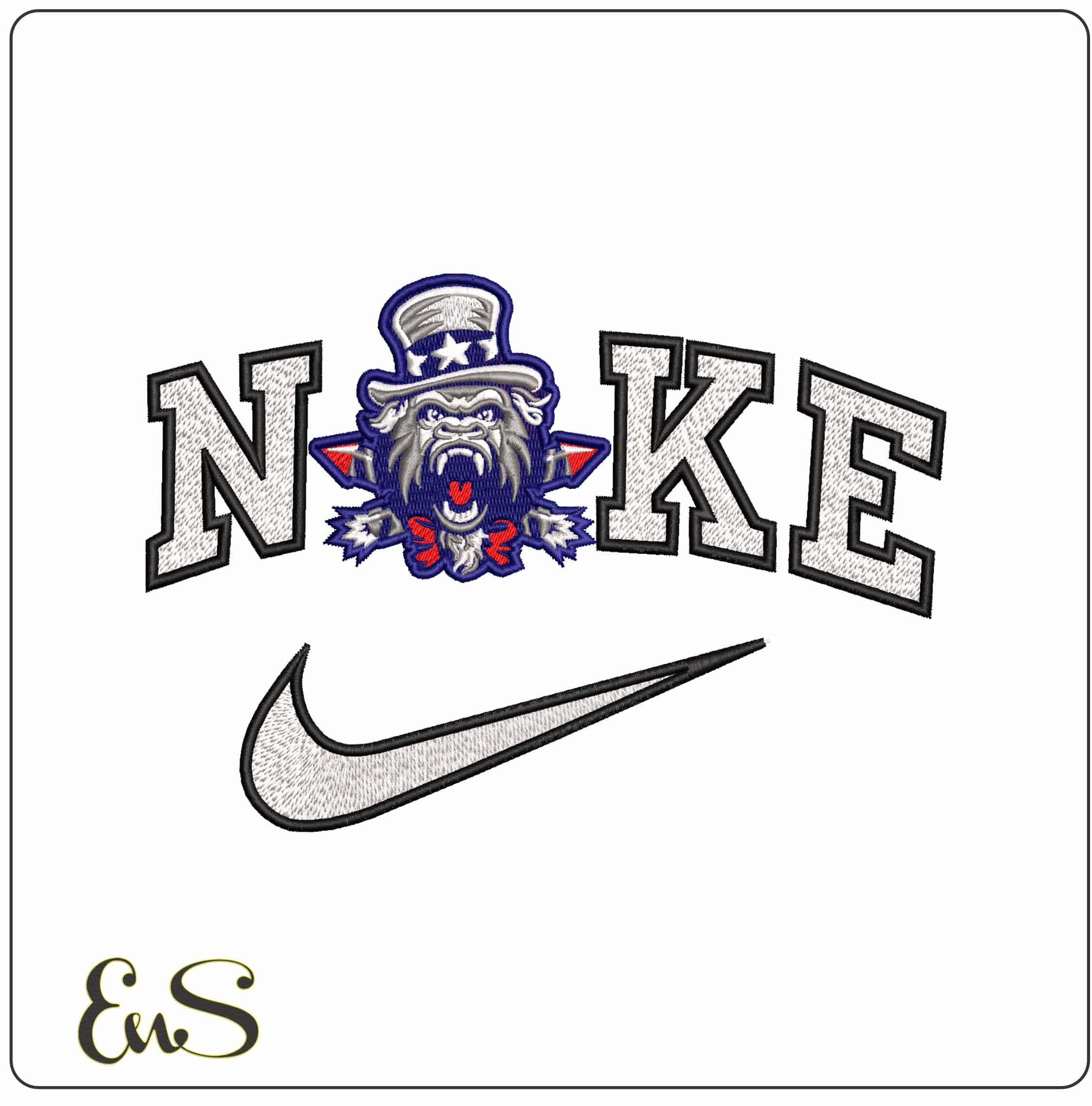 Nike American Monkey Cheering   - Elegant embroidery design file - instant download