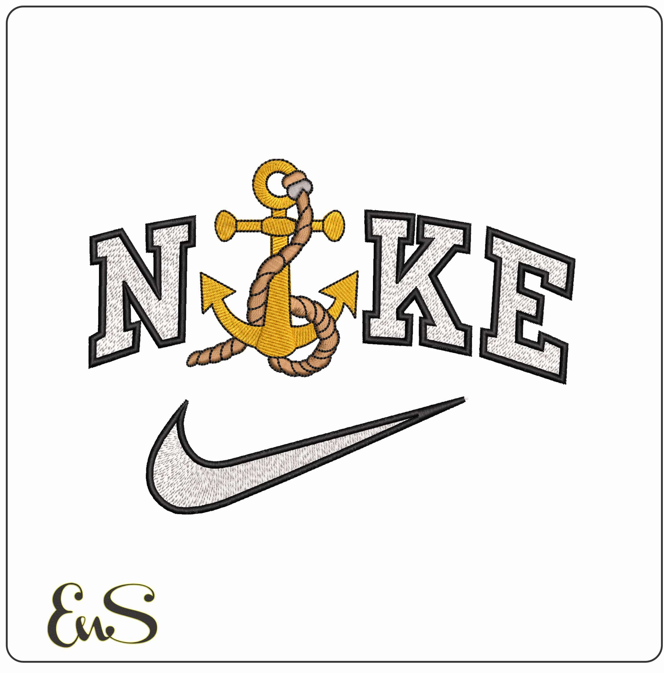 Nike Anchor with Rope   - Elegant embroidery design file - instant download