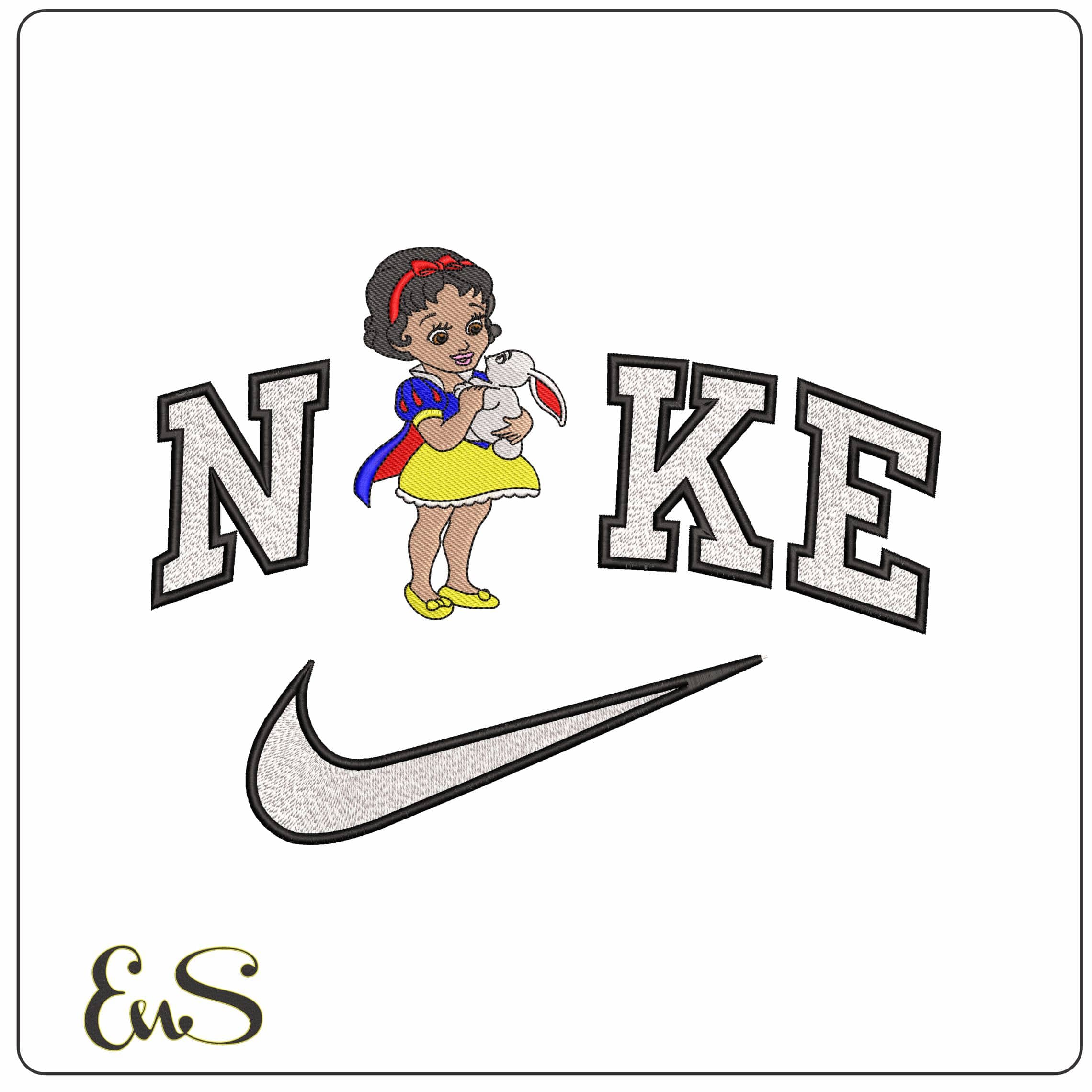 Nike Baby Snow White with Bunny Snow White  Disney   - Elegant embroidery design file - instant download