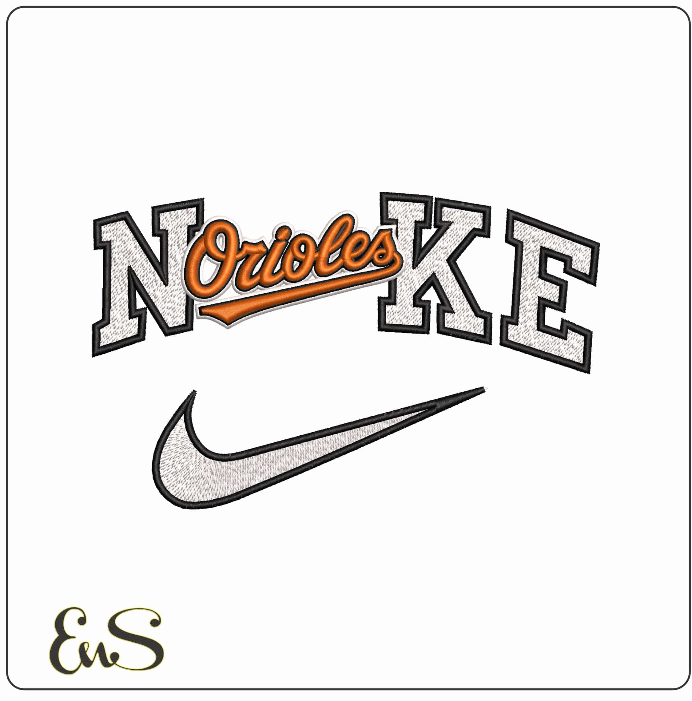 Nike Baltimore Orioles MLB - Elegant embroidery design file - instant download