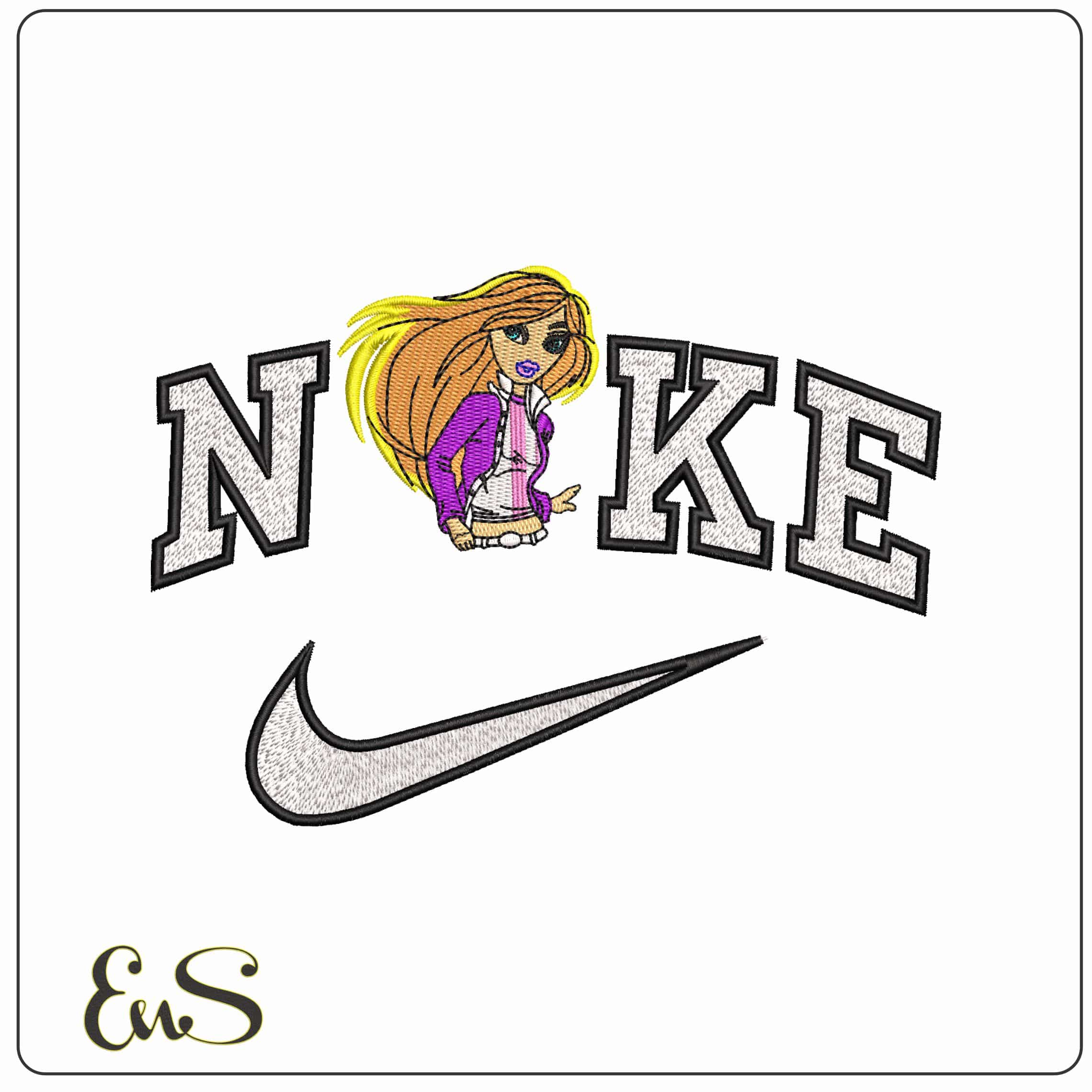 Nike Barbie Torso Chibi   - Elegant embroidery design file - instant download