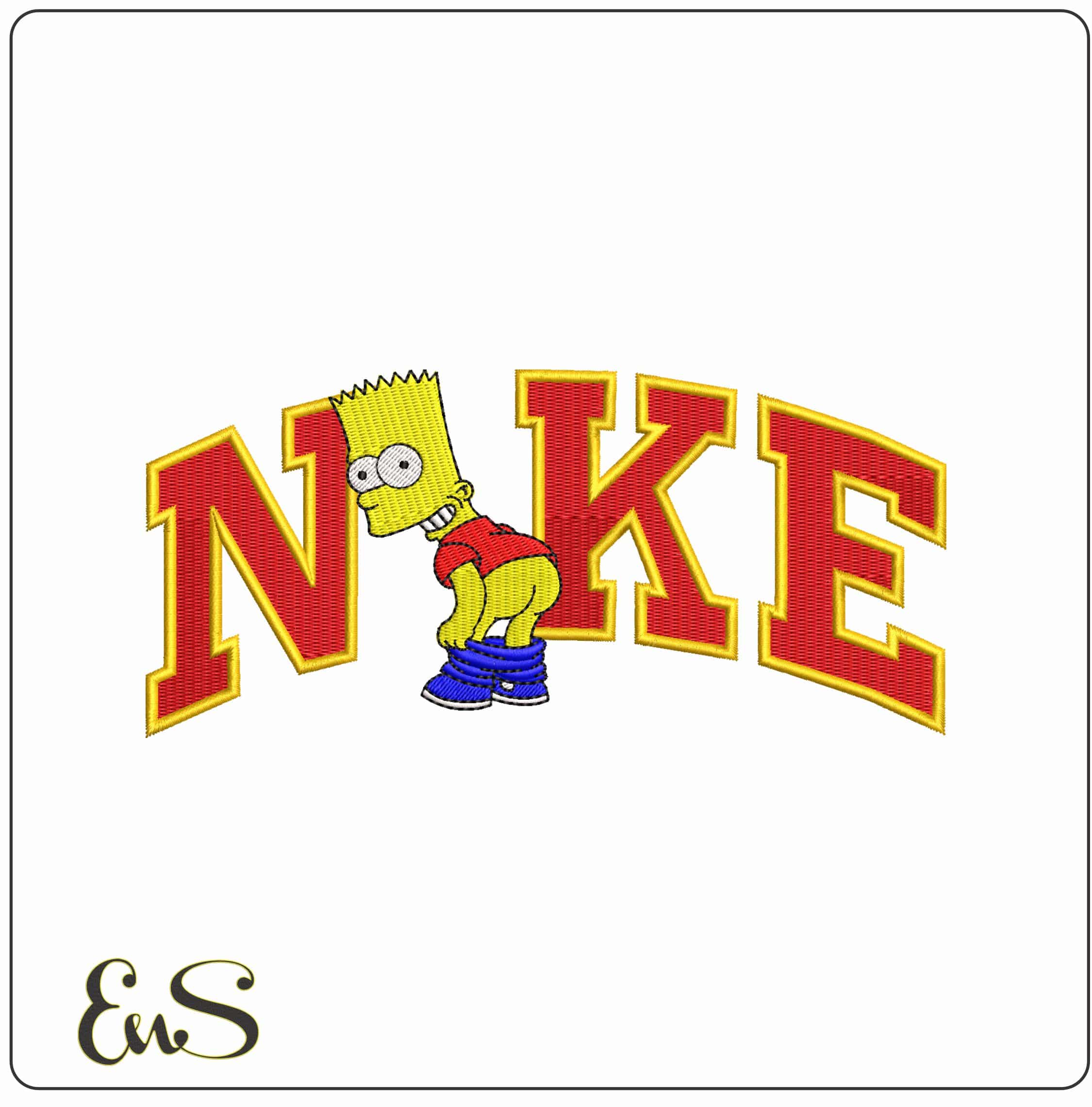 Nike Bart Simpson Showing Butt   - Elegant embroidery design file - instant download