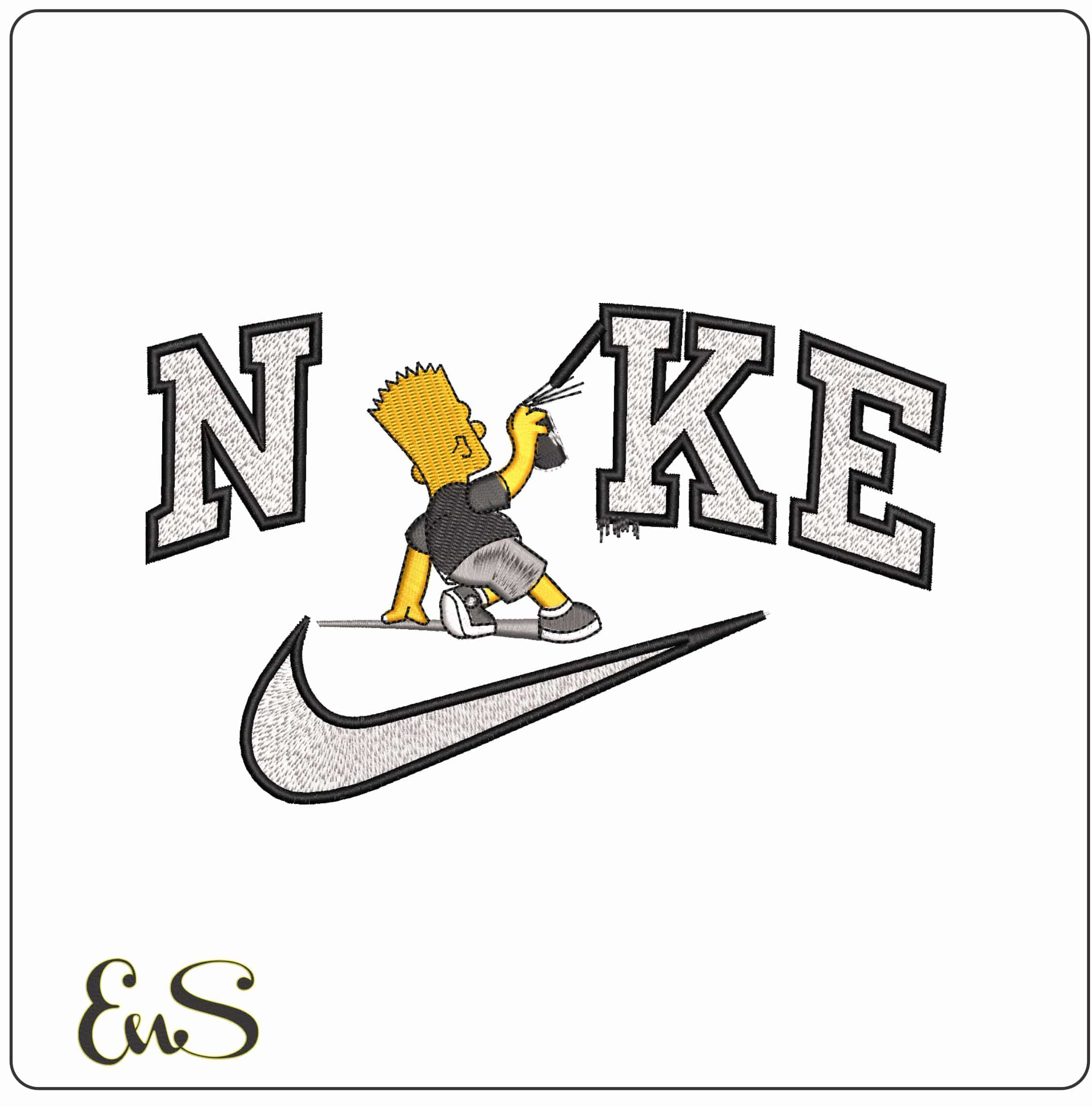 Nike Bart Simpson Spray The Simspons   - Elegant embroidery design file - instant download