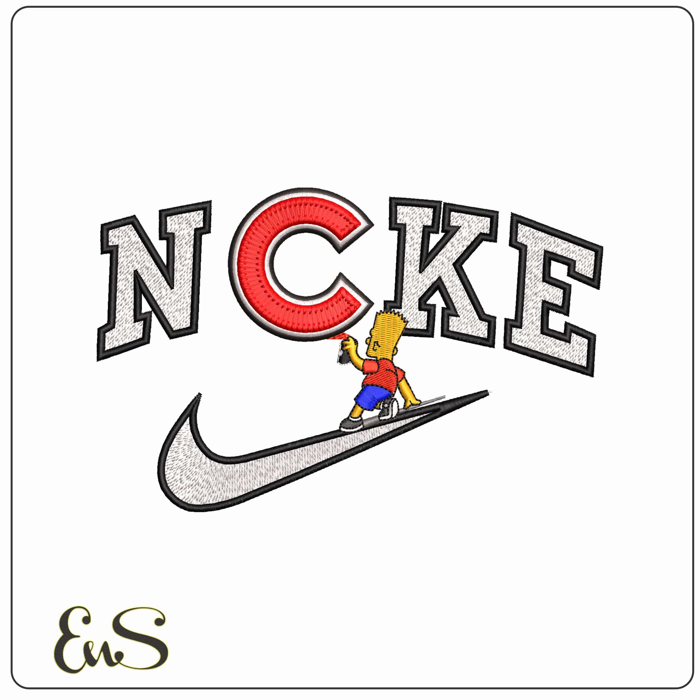 Nike Bart Simpson Spray Chicago Cubs MLB - Elegant embroidery design file - instant download