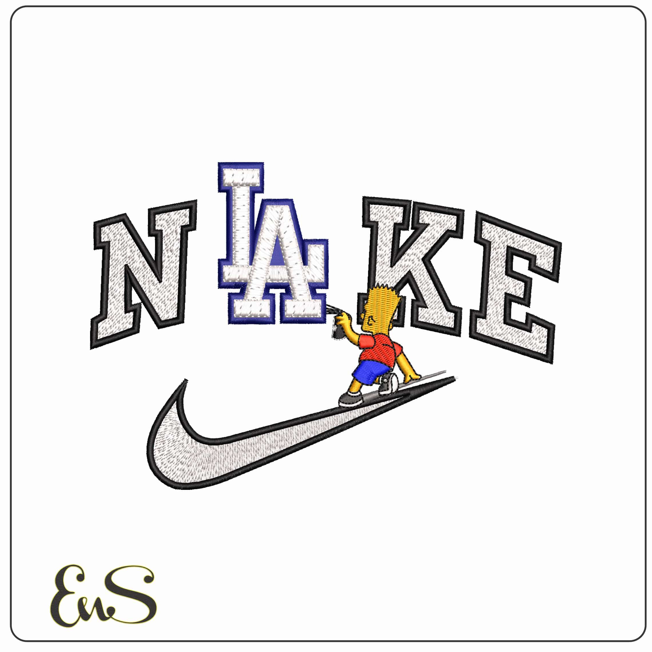 Nike Bart Simpson Spray LA Dodgers MLB - Elegant embroidery design file - instant download